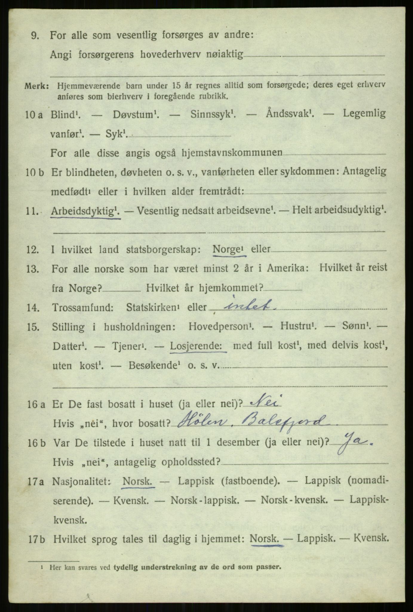 SATØ, 1920 census for Balsfjord, 1920, p. 5261