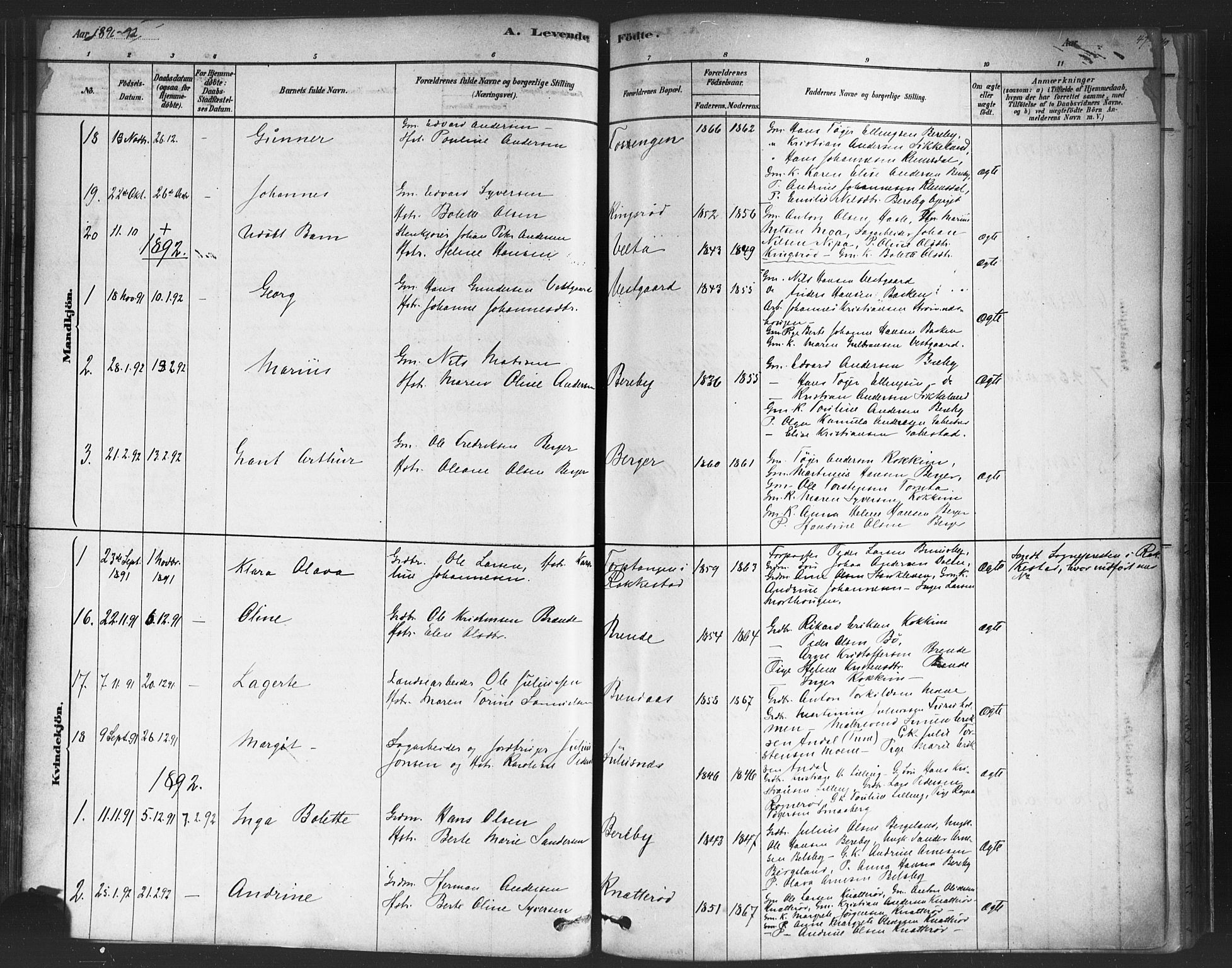 Varteig prestekontor Kirkebøker, SAO/A-10447a/F/Fa/L0002: Parish register (official) no. 2, 1878-1899, p. 47