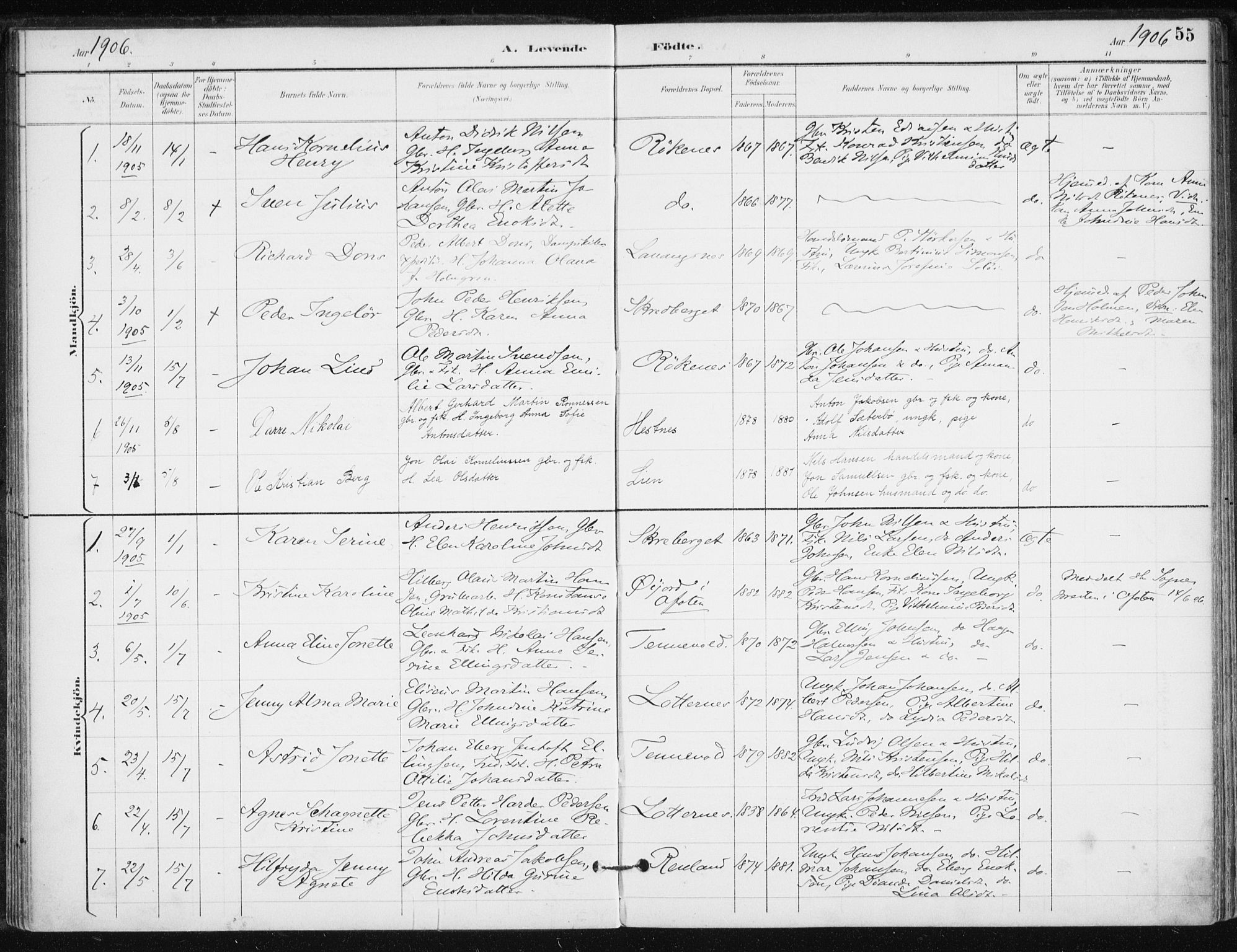 Salangen sokneprestembete, SATØ/S-1324/H/Ha/L0001kirke: Parish register (official) no. 1, 1893-1911, p. 55