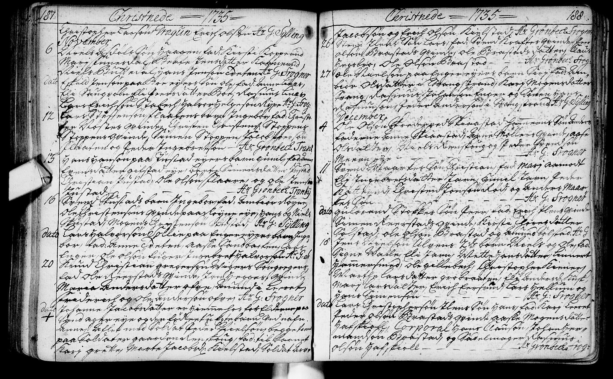 Lier kirkebøker, AV/SAKO-A-230/F/Fa/L0003: Parish register (official) no. I 3, 1727-1748, p. 187-188