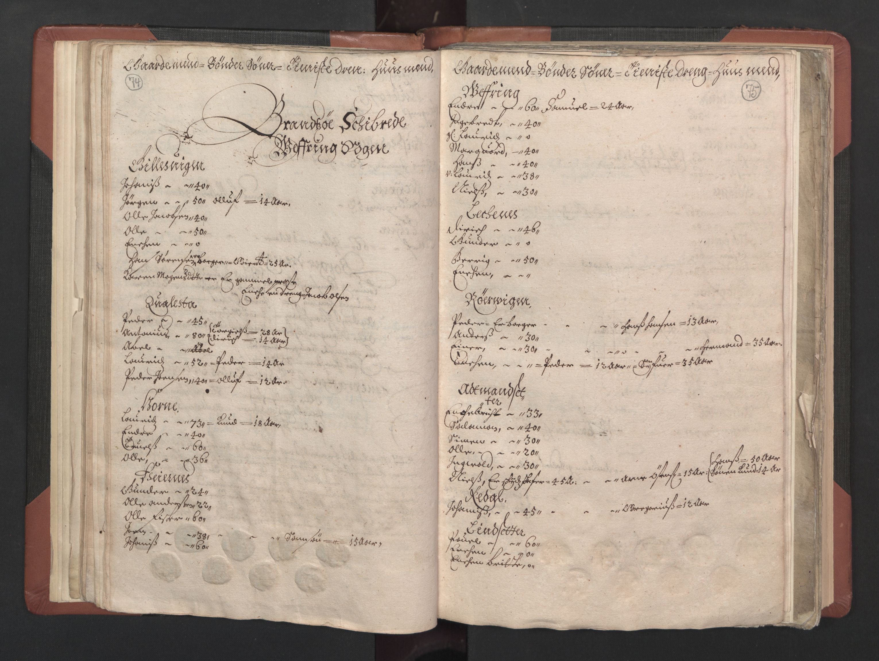 RA, Bailiff's Census 1664-1666, no. 15: Nordfjord fogderi and Sunnfjord fogderi, 1664, p. 74-75