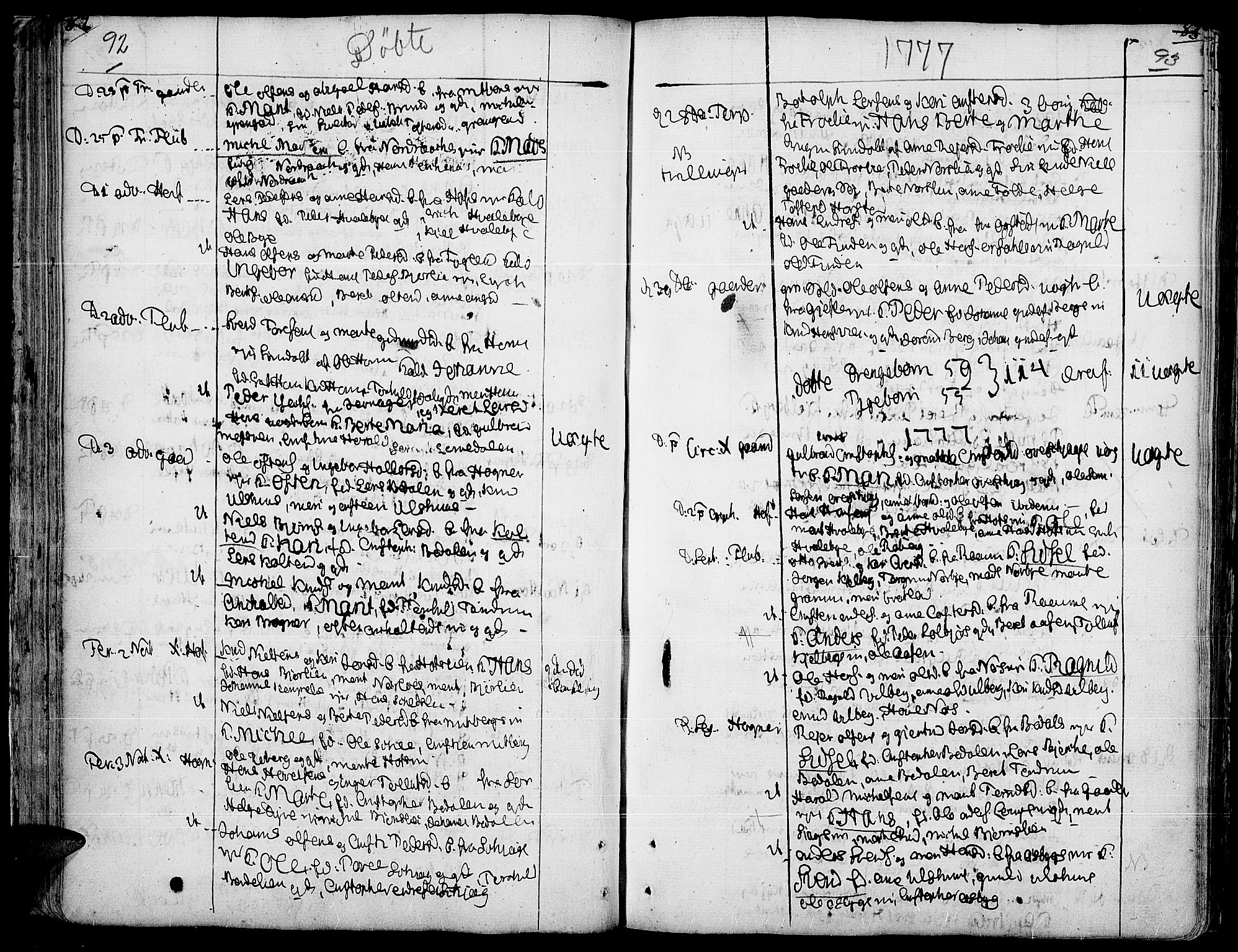 Land prestekontor, AV/SAH-PREST-120/H/Ha/Haa/L0005: Parish register (official) no. 5, 1765-1784, p. 92-93