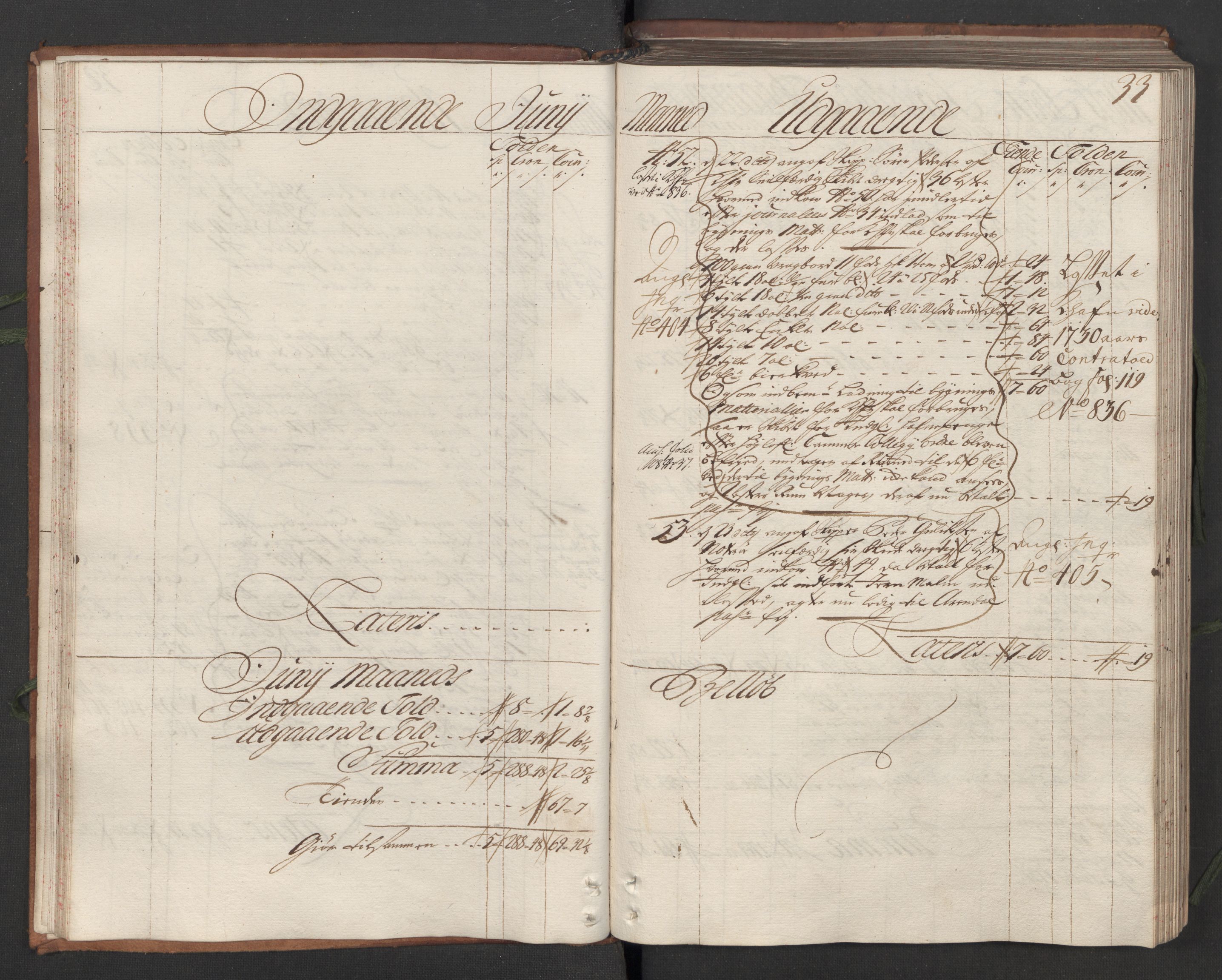Generaltollkammeret, tollregnskaper, AV/RA-EA-5490/R05/L0012/0001: Tollregnskaper Moss, Son, Krokstad / Hovedtollbok, 1731, p. 32b-33a