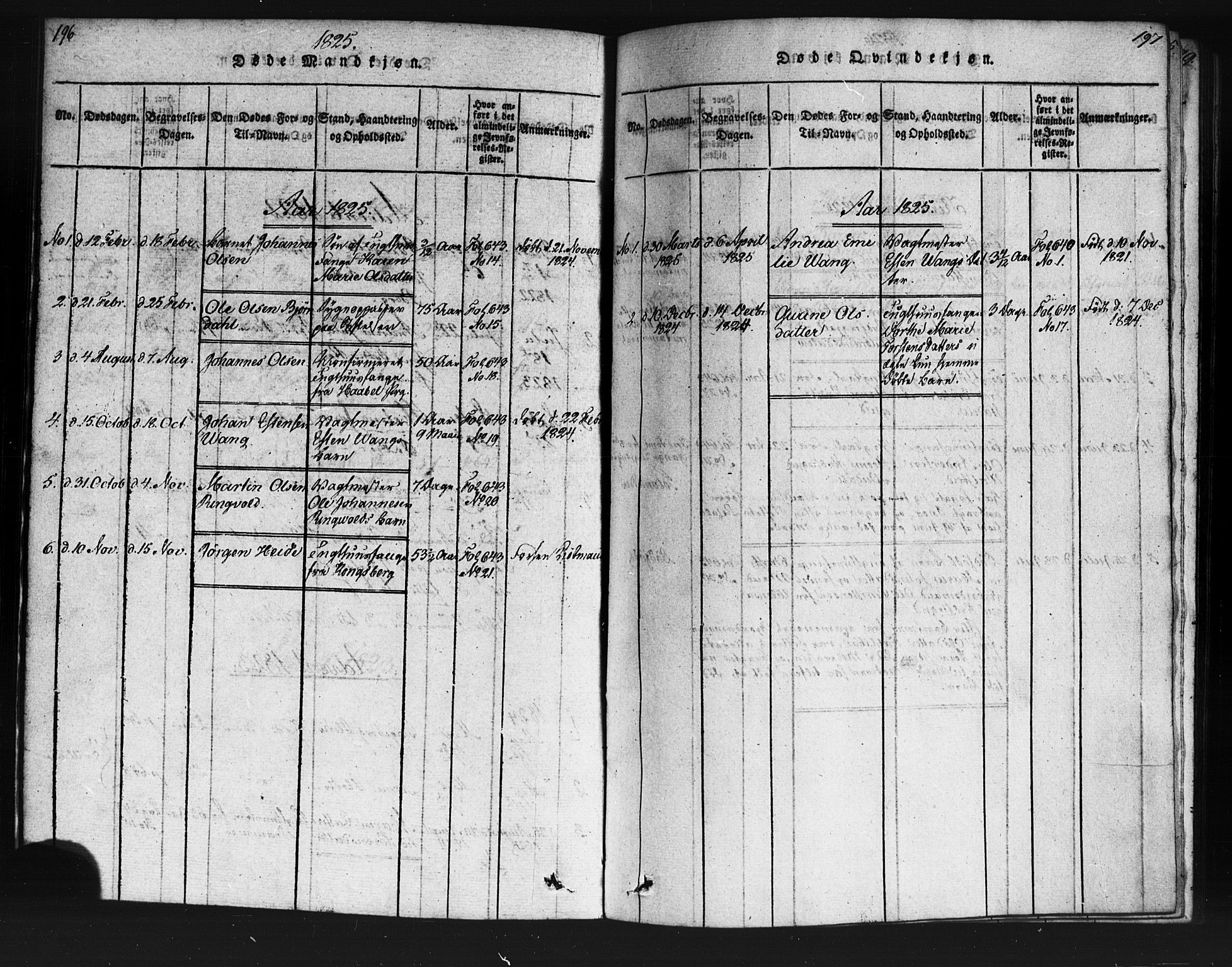 Kristiania tukthusprest Kirkebøker, SAO/A-10881/F/Fa/L0002: Parish register (official) no. 2, 1817-1830, p. 196-197
