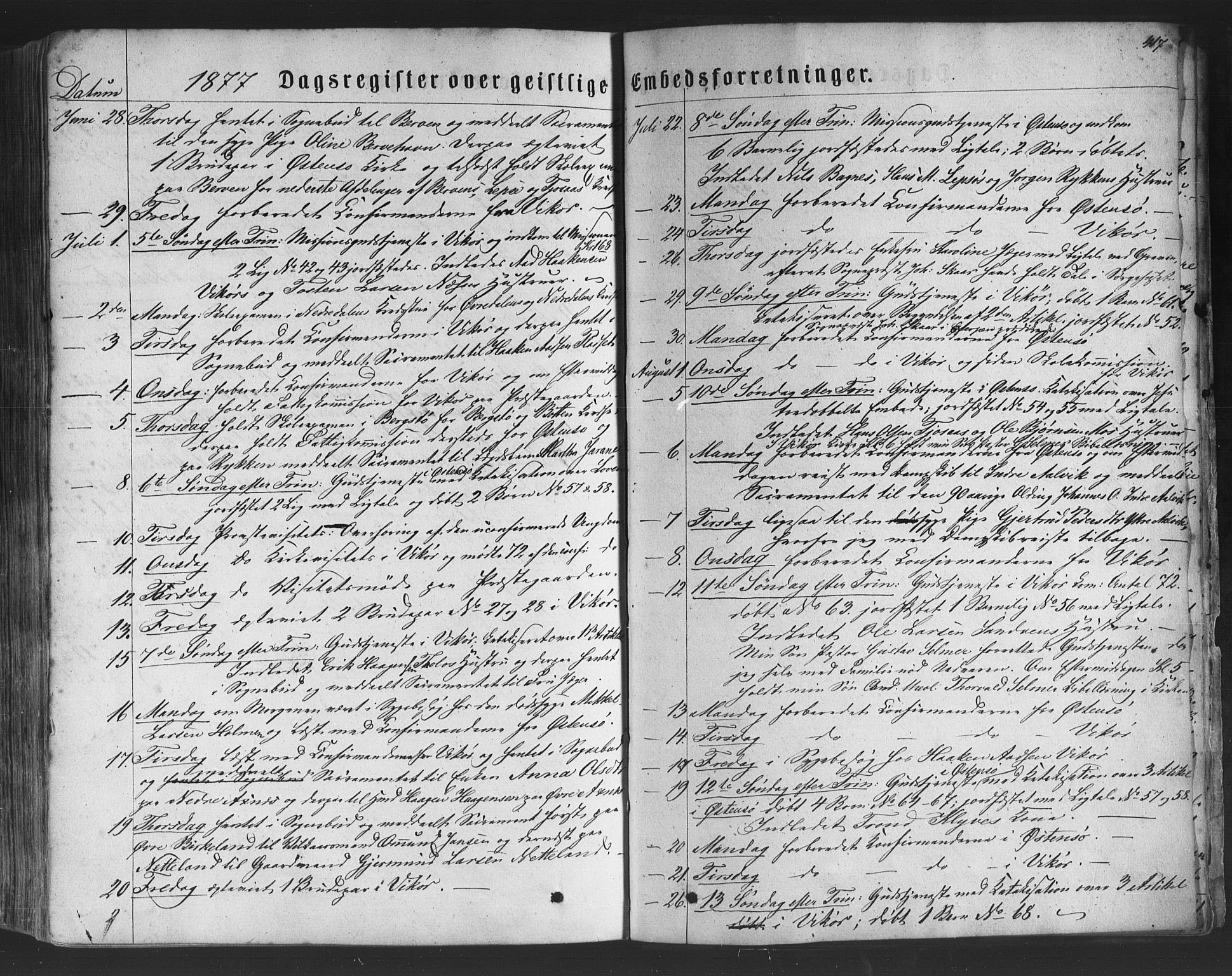 Kvam sokneprestembete, SAB/A-76201/H/Haa: Parish register (official) no. A 9, 1864-1879, p. 417