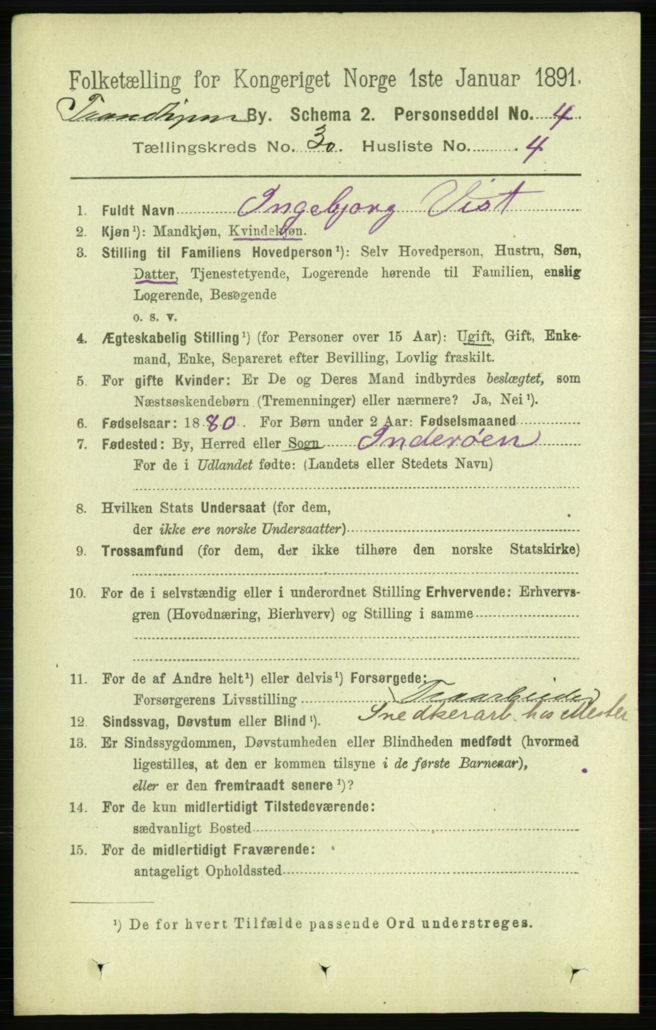 RA, 1891 census for 1601 Trondheim, 1891, p. 22266