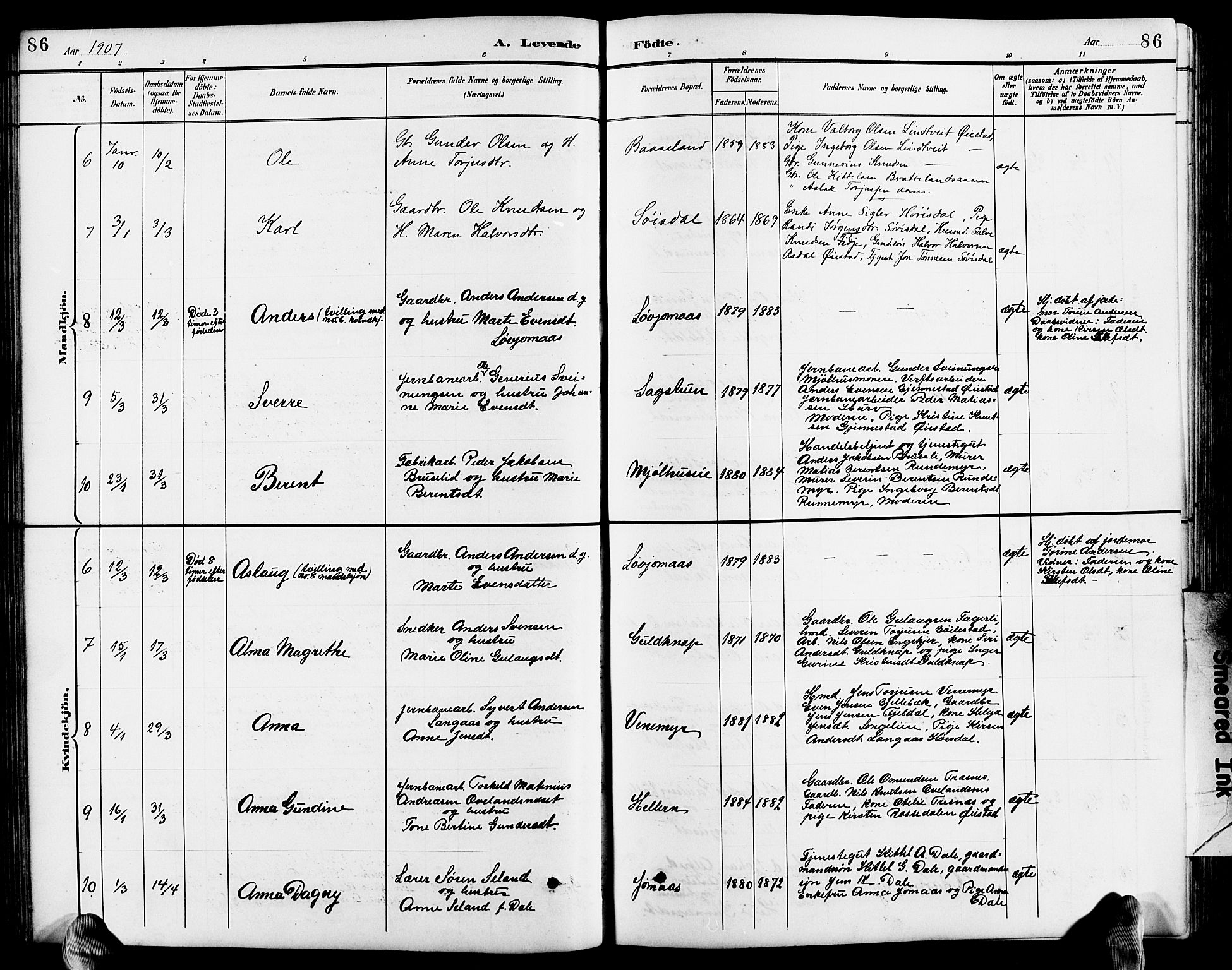 Froland sokneprestkontor, SAK/1111-0013/F/Fb/L0010: Parish register (copy) no. B 10, 1893-1920, p. 86