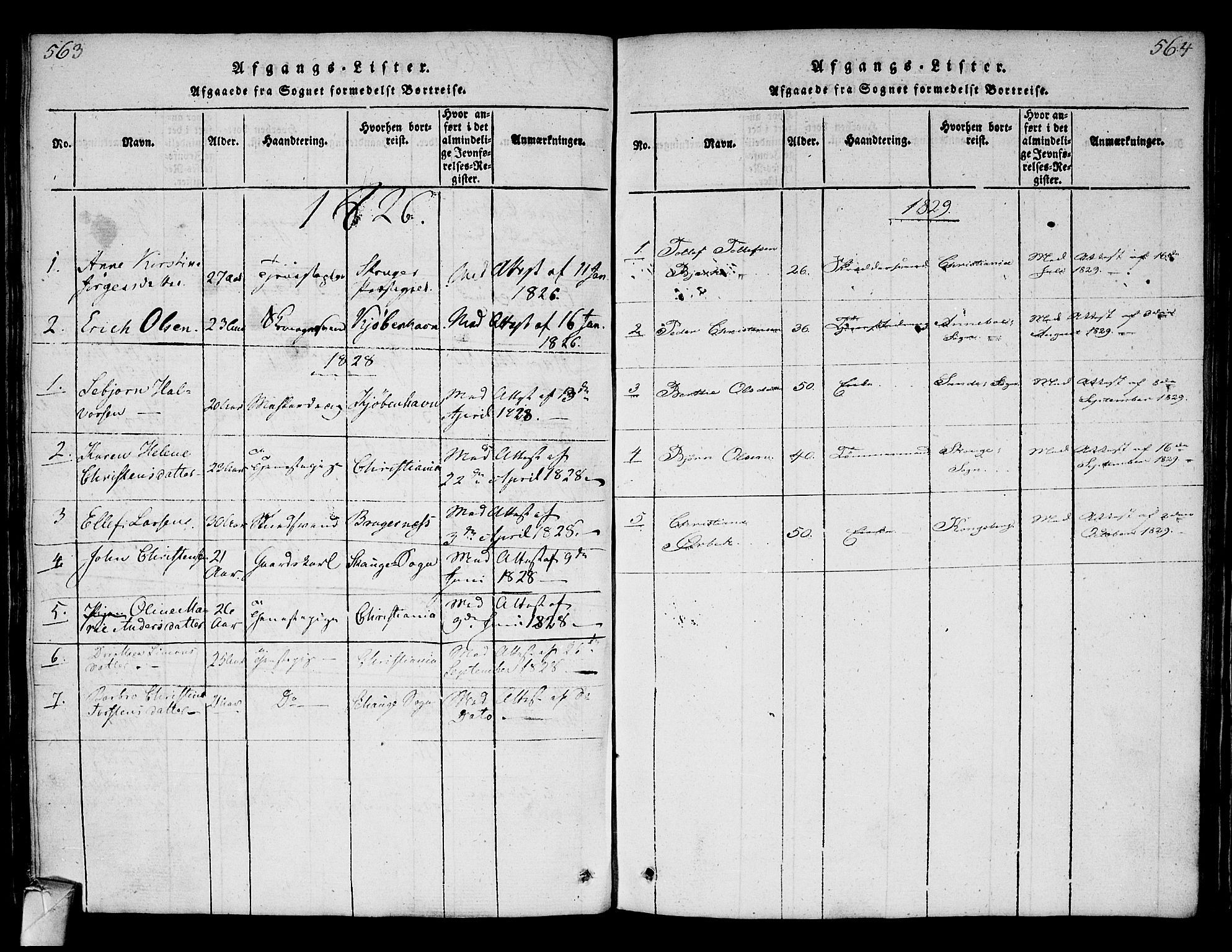 Strømsø kirkebøker, AV/SAKO-A-246/F/Fa/L0011: Parish register (official) no. I 11, 1815-1829, p. 563-564