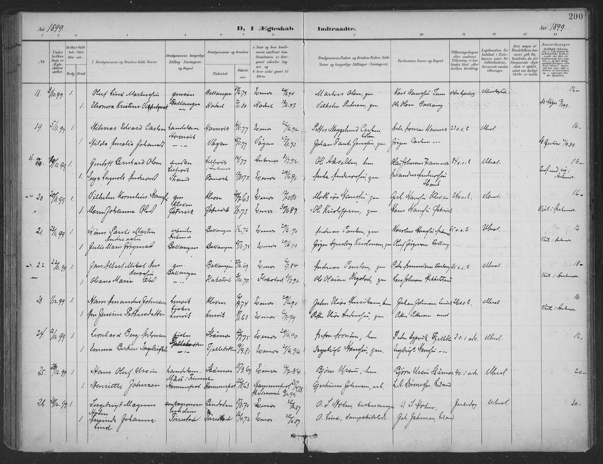 Ministerialprotokoller, klokkerbøker og fødselsregistre - Nordland, SAT/A-1459/863/L0899: Parish register (official) no. 863A11, 1897-1906, p. 200