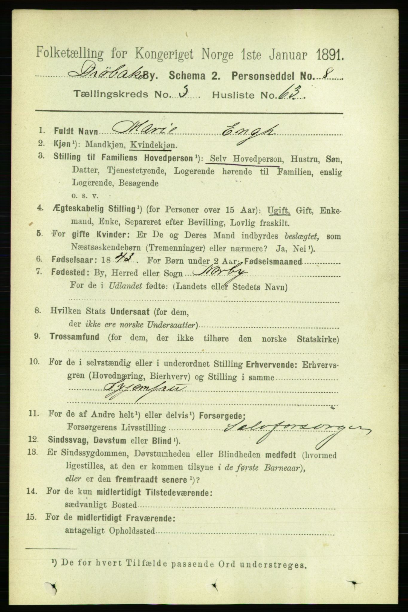 RA, 1891 census for 0203 Drøbak, 1891, p. 2429