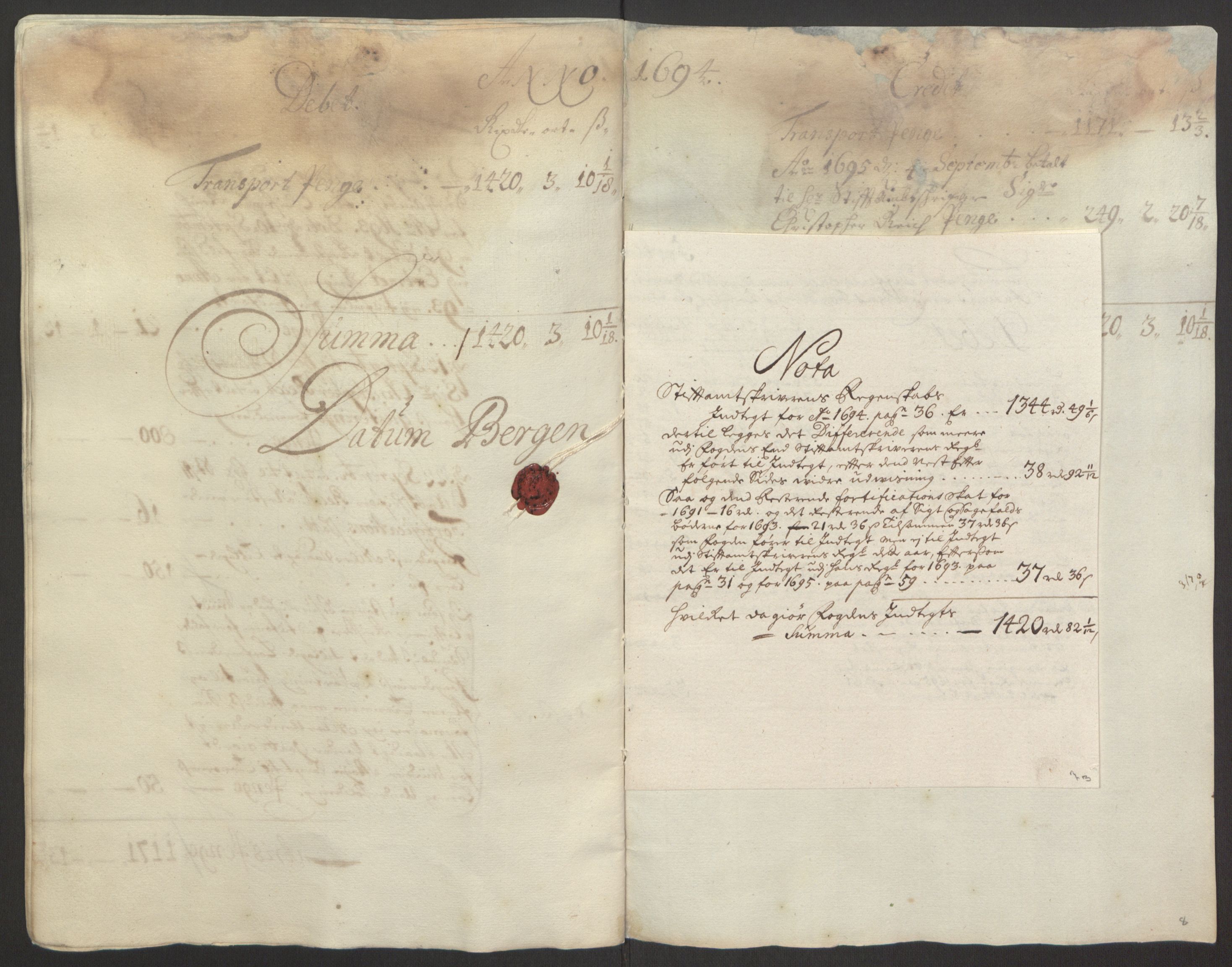Rentekammeret inntil 1814, Reviderte regnskaper, Fogderegnskap, AV/RA-EA-4092/R67/L4677: Fogderegnskap Vesterålen, Andenes og Lofoten, 1694-1695, p. 12