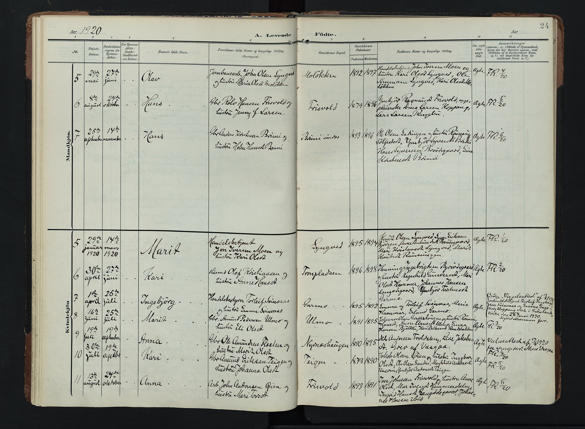 Lom prestekontor, AV/SAH-PREST-070/K/L0011: Parish register (official) no. 11, 1904-1928, p. 24