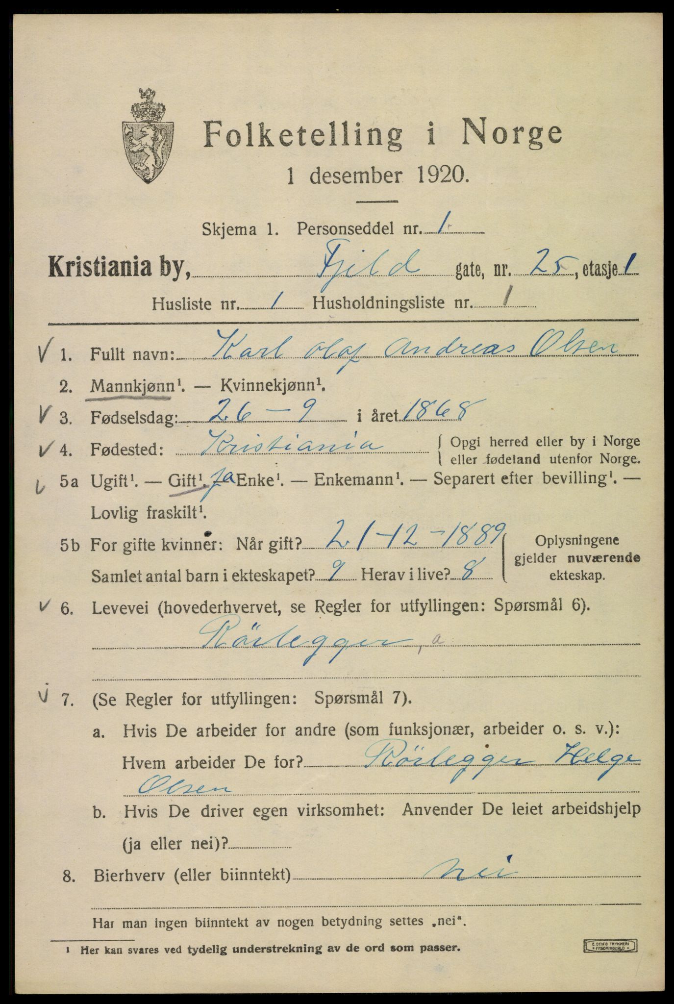 SAO, 1920 census for Kristiania, 1920, p. 229661