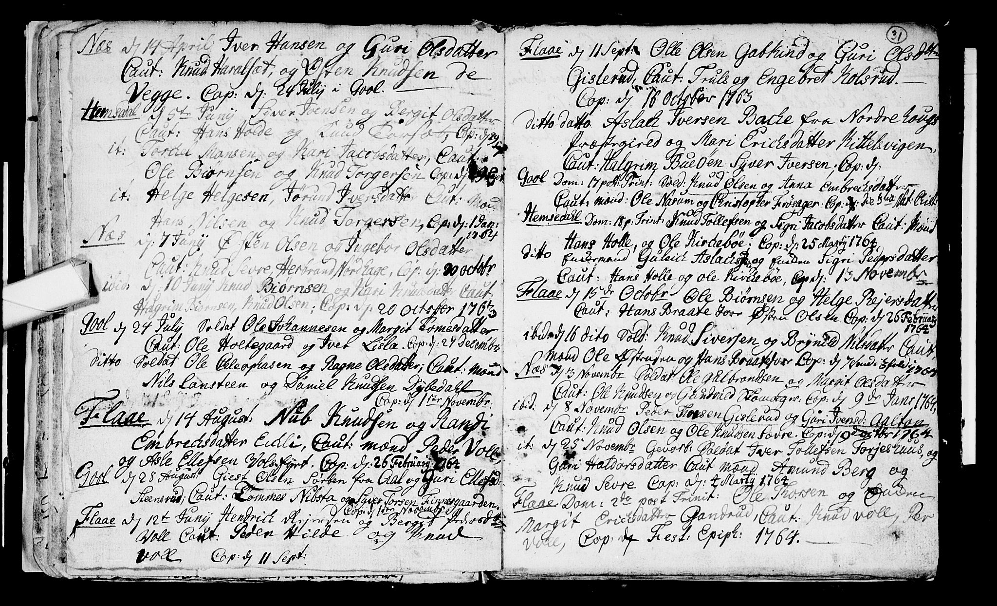 Nes kirkebøker, AV/SAKO-A-236/F/Fa/L0003: Parish register (official) no. 3, 1760-1764, p. 31