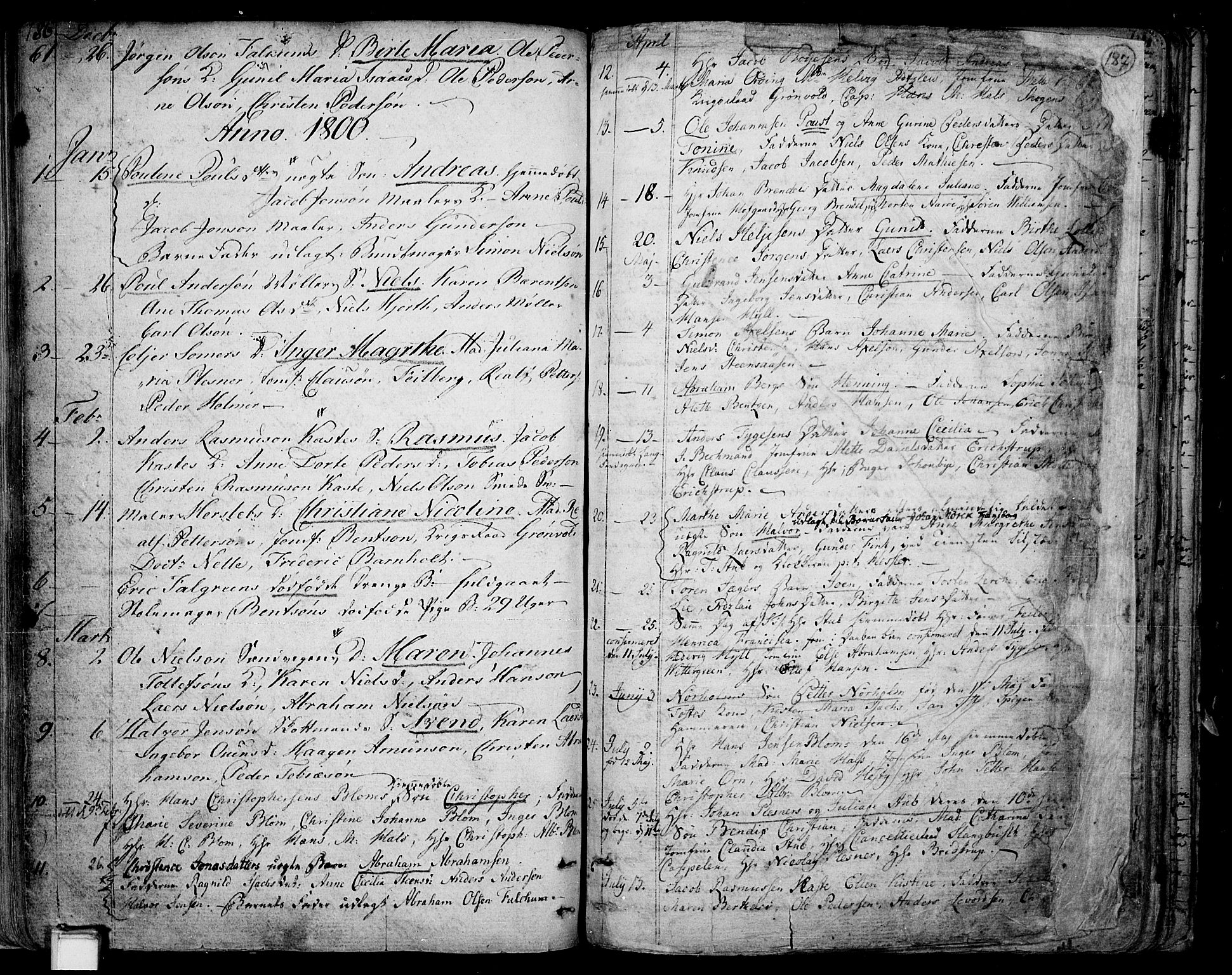 Skien kirkebøker, SAKO/A-302/F/Fa/L0004: Parish register (official) no. 4, 1792-1814, p. 186-187