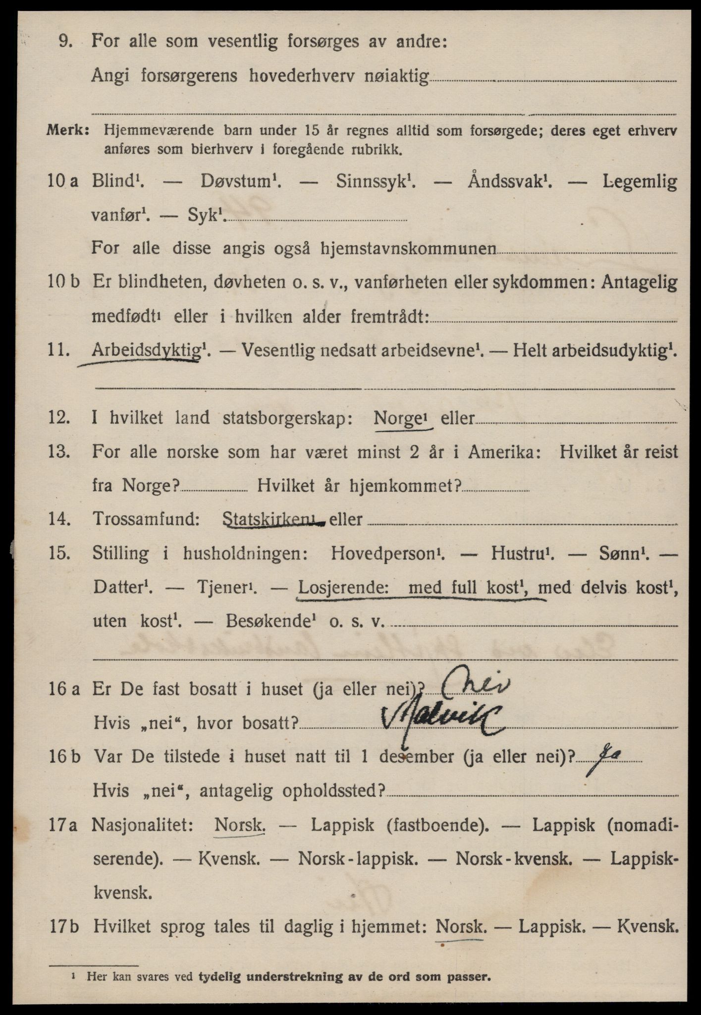 SAT, 1920 census for Leinstrand, 1920, p. 1554