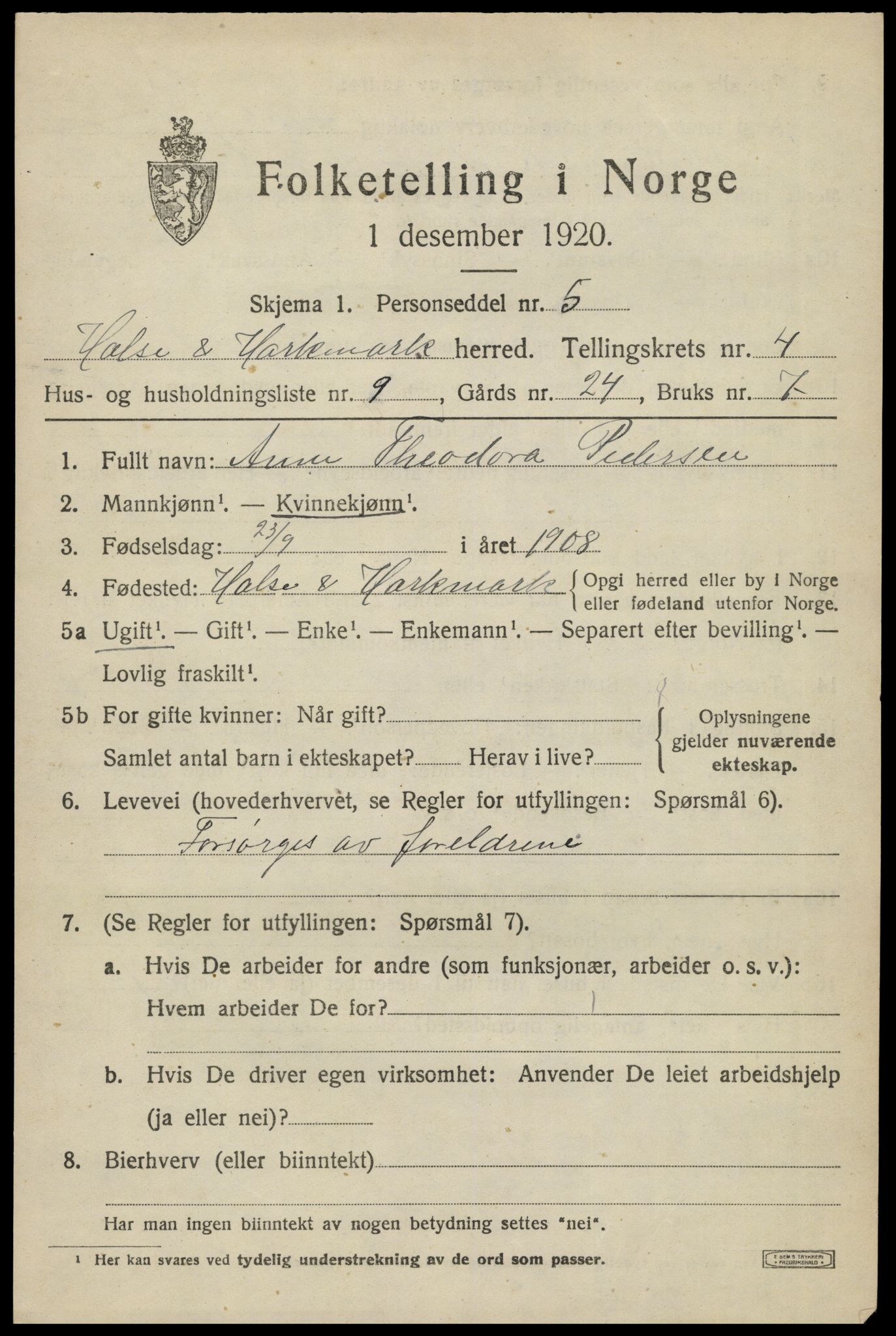 SAK, 1920 census for Halse og Harkmark, 1920, p. 2932