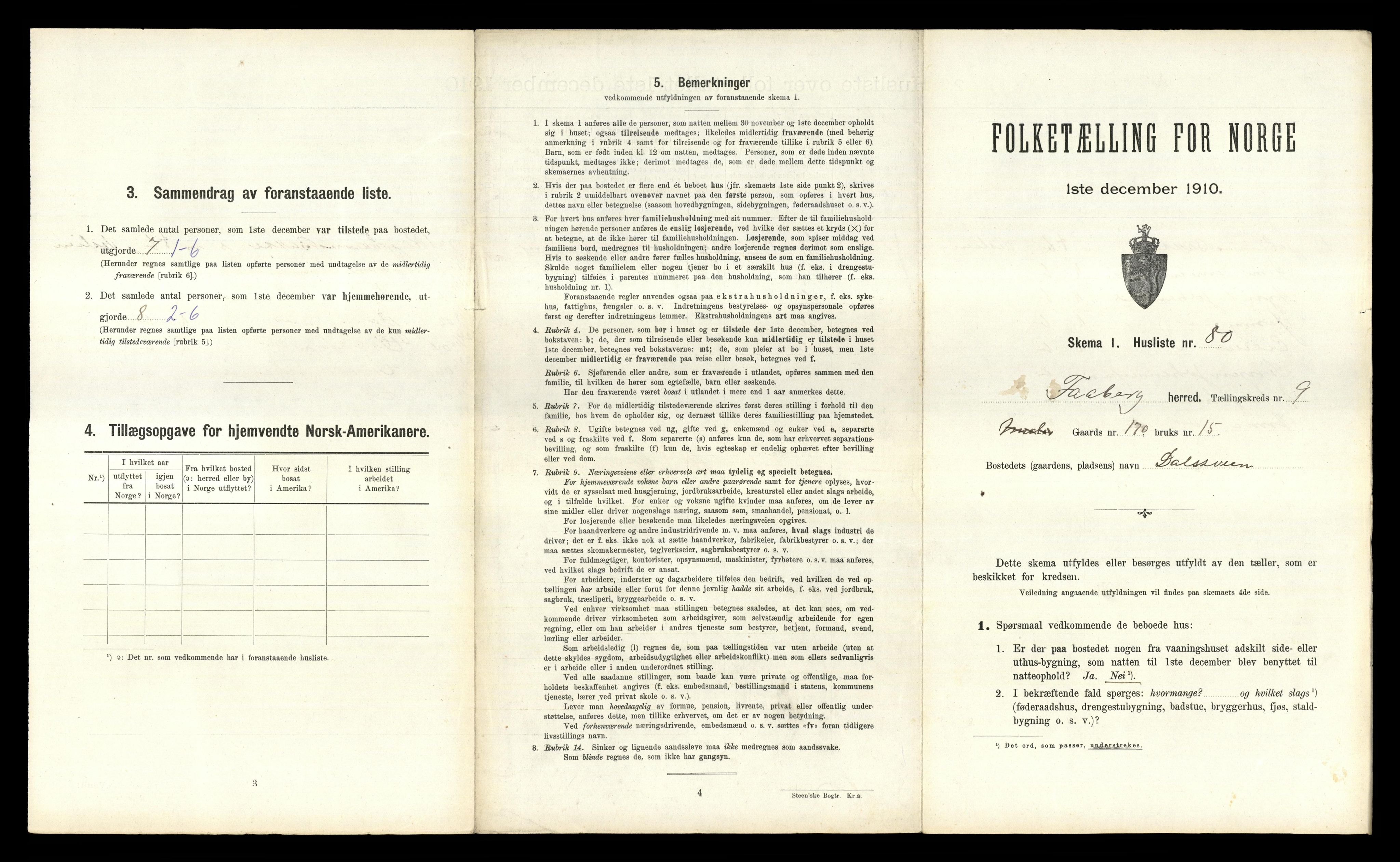 RA, 1910 census for Fåberg, 1910, p. 1050