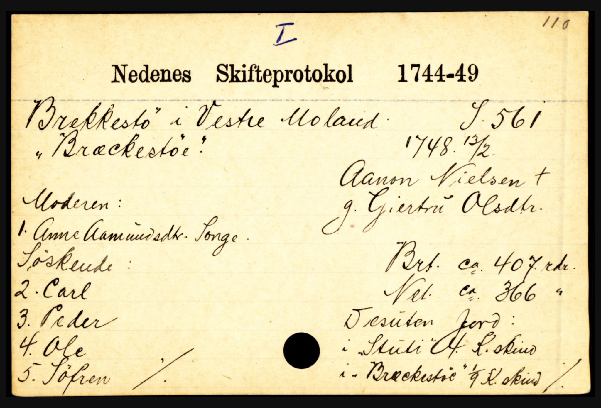 Nedenes sorenskriveri før 1824, AV/SAK-1221-0007/H, p. 3885