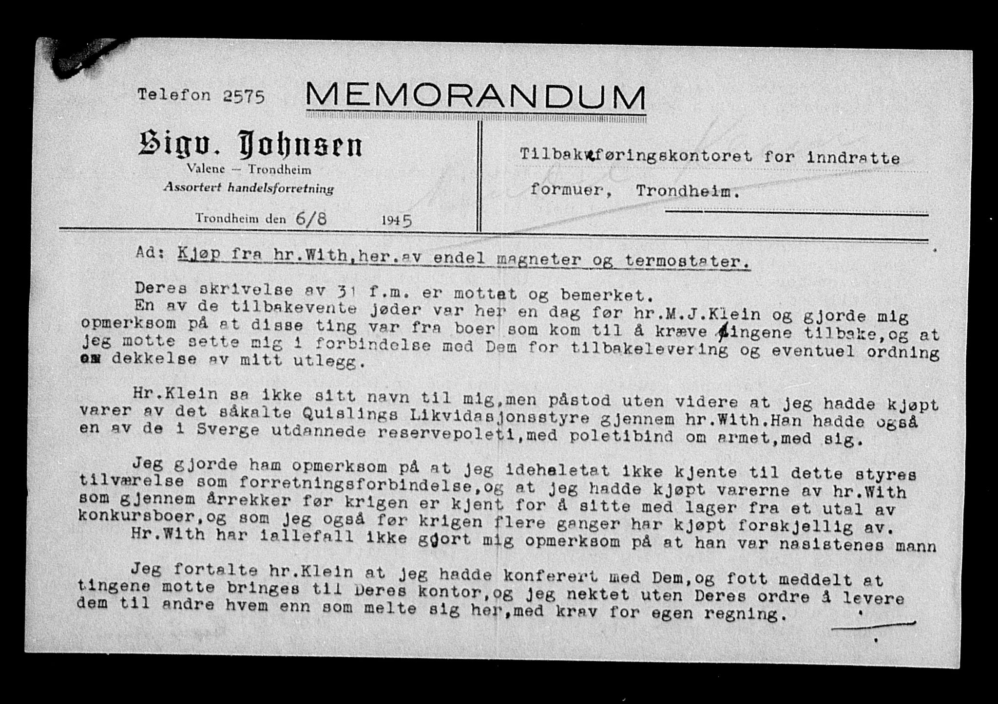 Justisdepartementet, Tilbakeføringskontoret for inndratte formuer, AV/RA-S-1564/H/Hc/Hca/L0903: --, 1945-1947, p. 350