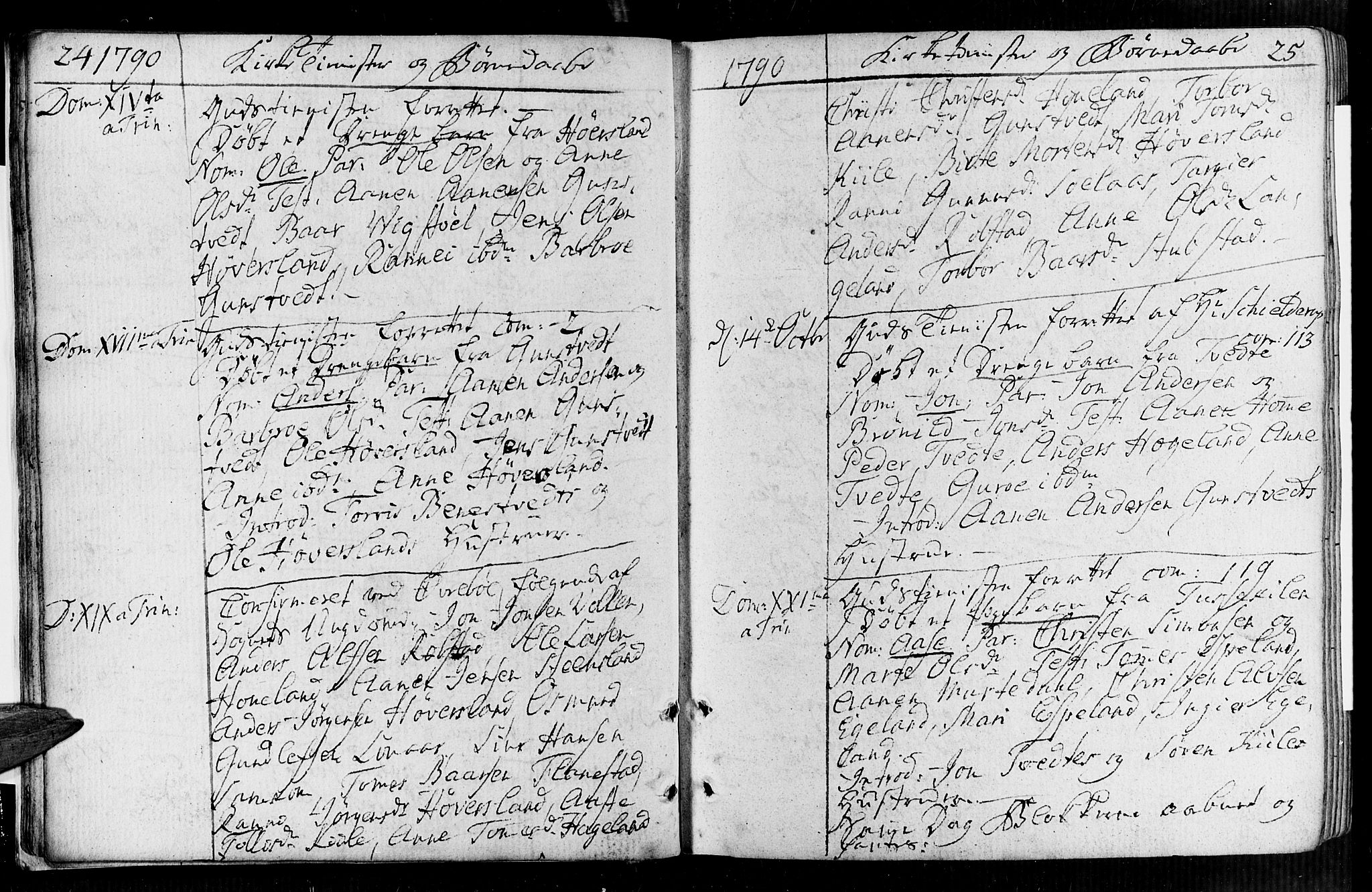 Vennesla sokneprestkontor, SAK/1111-0045/Fa/Faa/L0002: Parish register (official) no. A 2, 1785-1834, p. 24-25