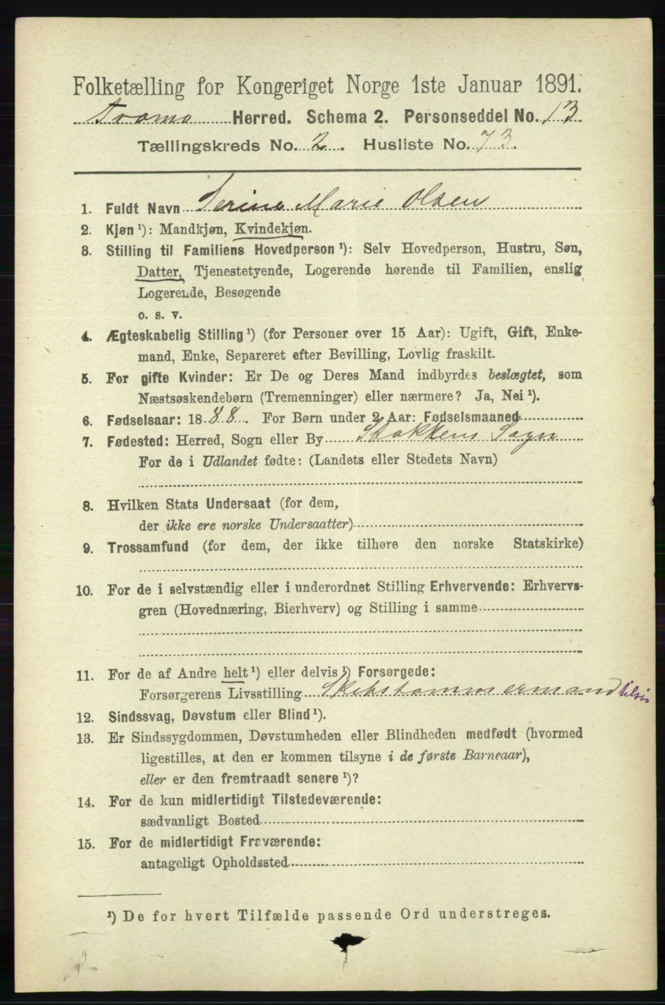 RA, 1891 census for 0921 Tromøy, 1891, p. 887