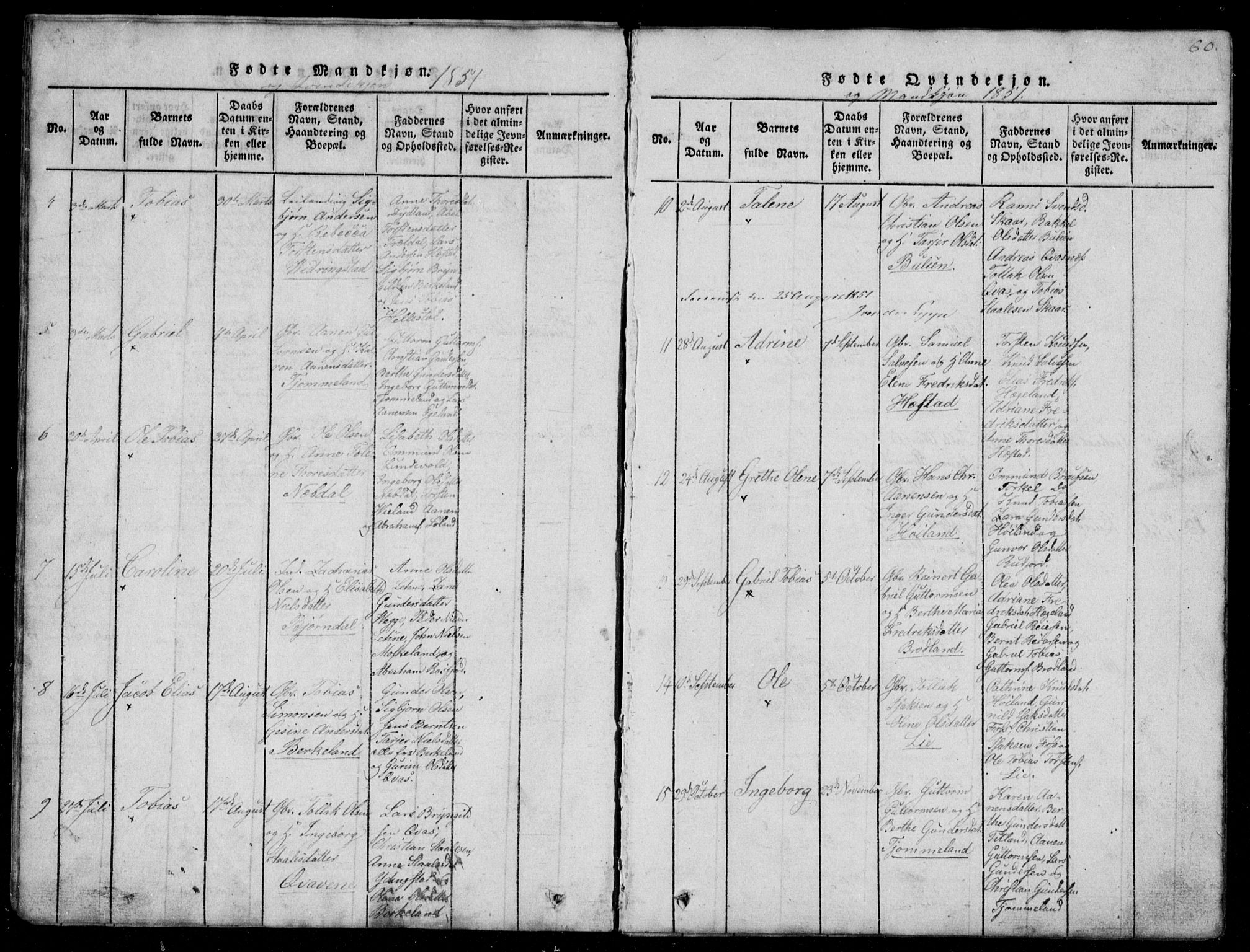 Lyngdal sokneprestkontor, SAK/1111-0029/F/Fb/Fbb/L0001: Parish register (copy) no. B 1, 1816-1900, p. 60