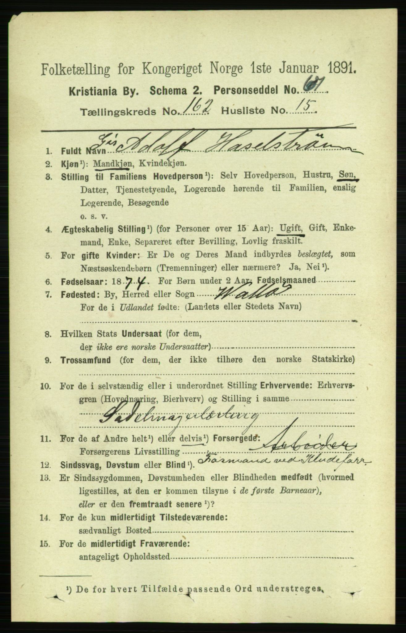 RA, 1891 census for 0301 Kristiania, 1891, p. 93349