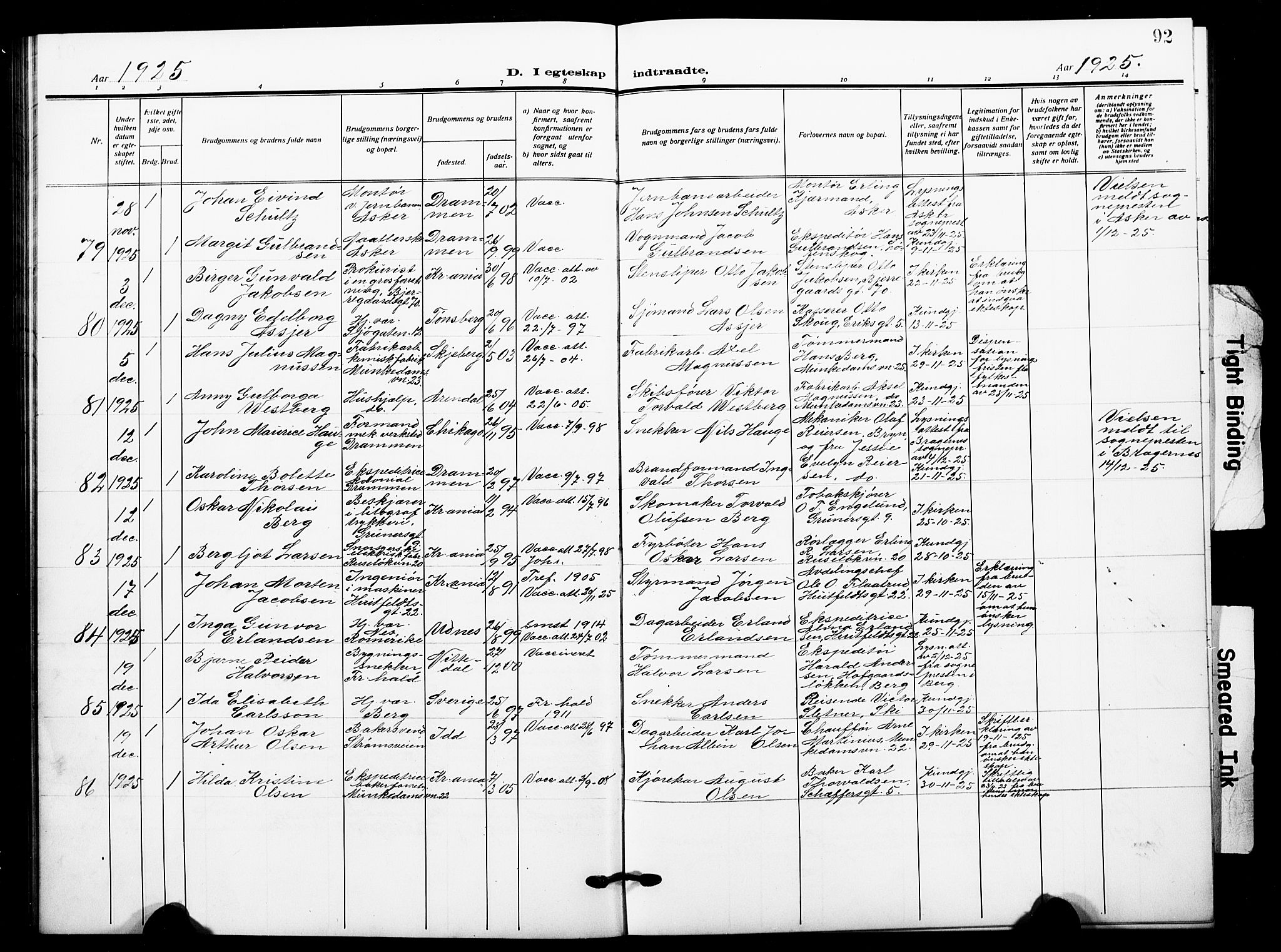 Johannes prestekontor Kirkebøker, AV/SAO-A-10852/F/Fa/L0013: Parish register (official) no. 13, 1919-1930, p. 92