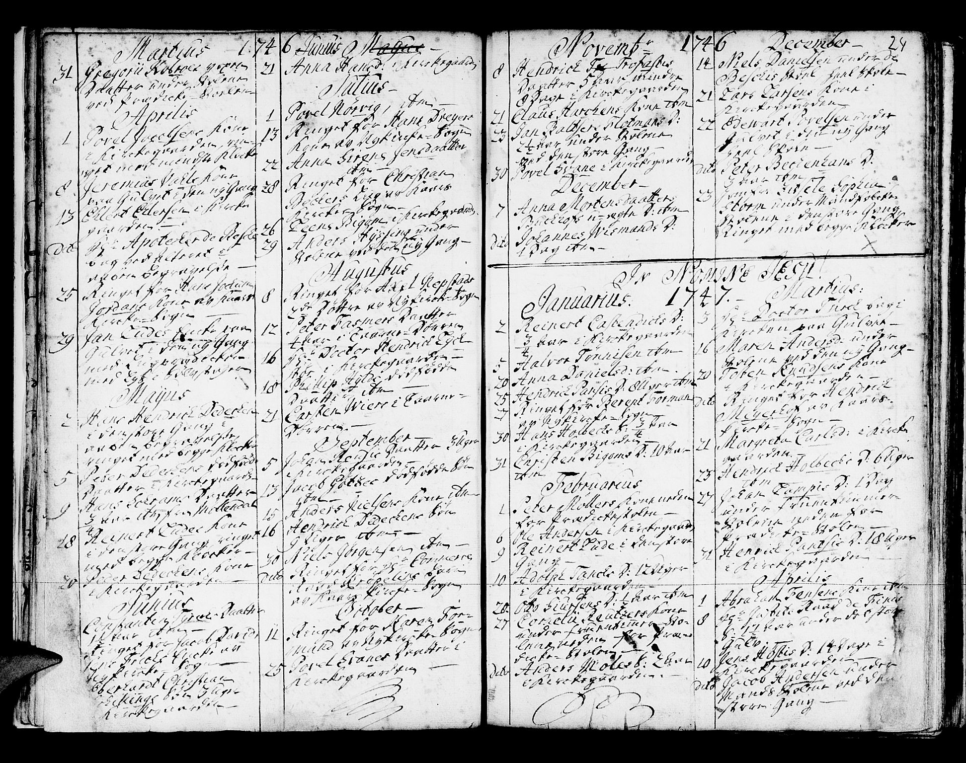Domkirken sokneprestembete, SAB/A-74801/H/Haa/L0008: Parish register (official) no. A 8, 1725-1775, p. 24