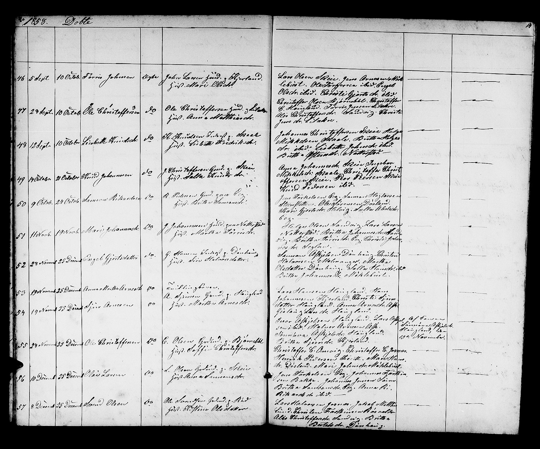 Kvinnherad sokneprestembete, AV/SAB-A-76401/H/Hab: Parish register (copy) no. A 1, 1856-1873, p. 14