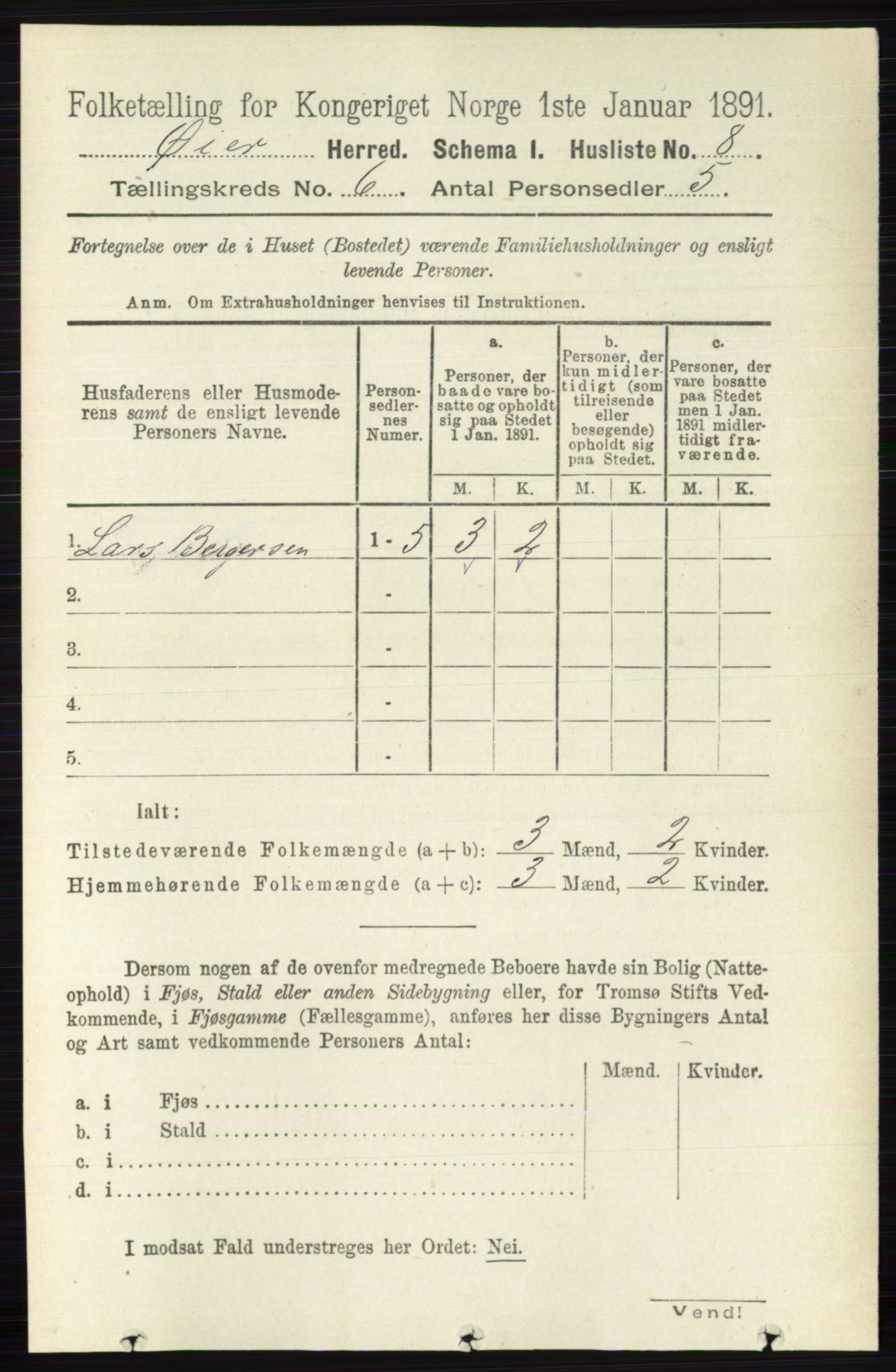 RA, 1891 census for 0521 Øyer, 1891, p. 1938