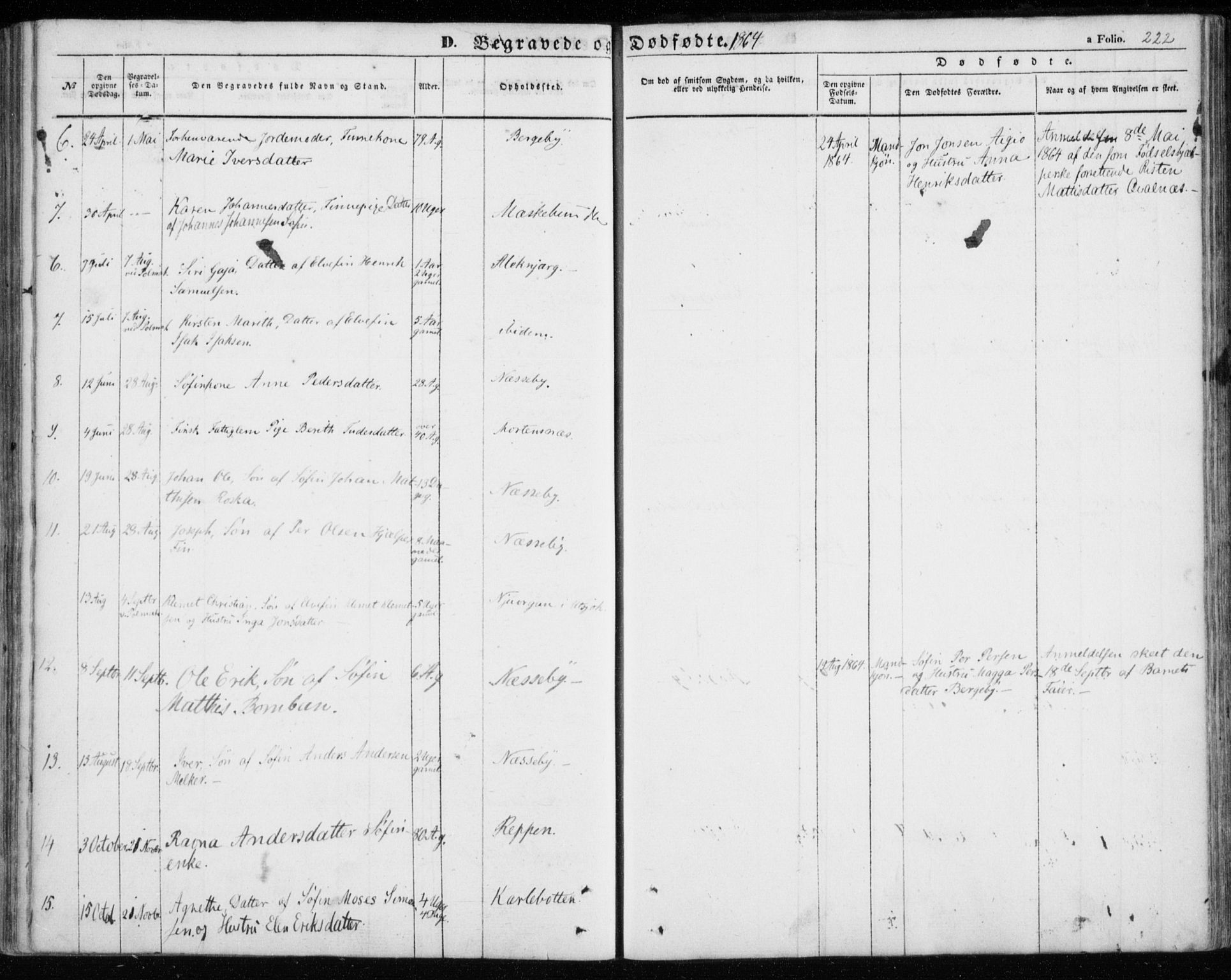 Nesseby sokneprestkontor, SATØ/S-1330/H/Ha/L0002kirke: Parish register (official) no. 2, 1856-1864, p. 222