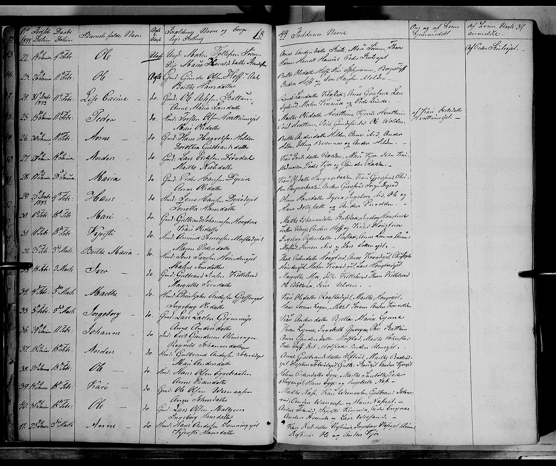 Gran prestekontor, SAH/PREST-112/H/Ha/Haa/L0011: Parish register (official) no. 11, 1842-1856, p. 36-37