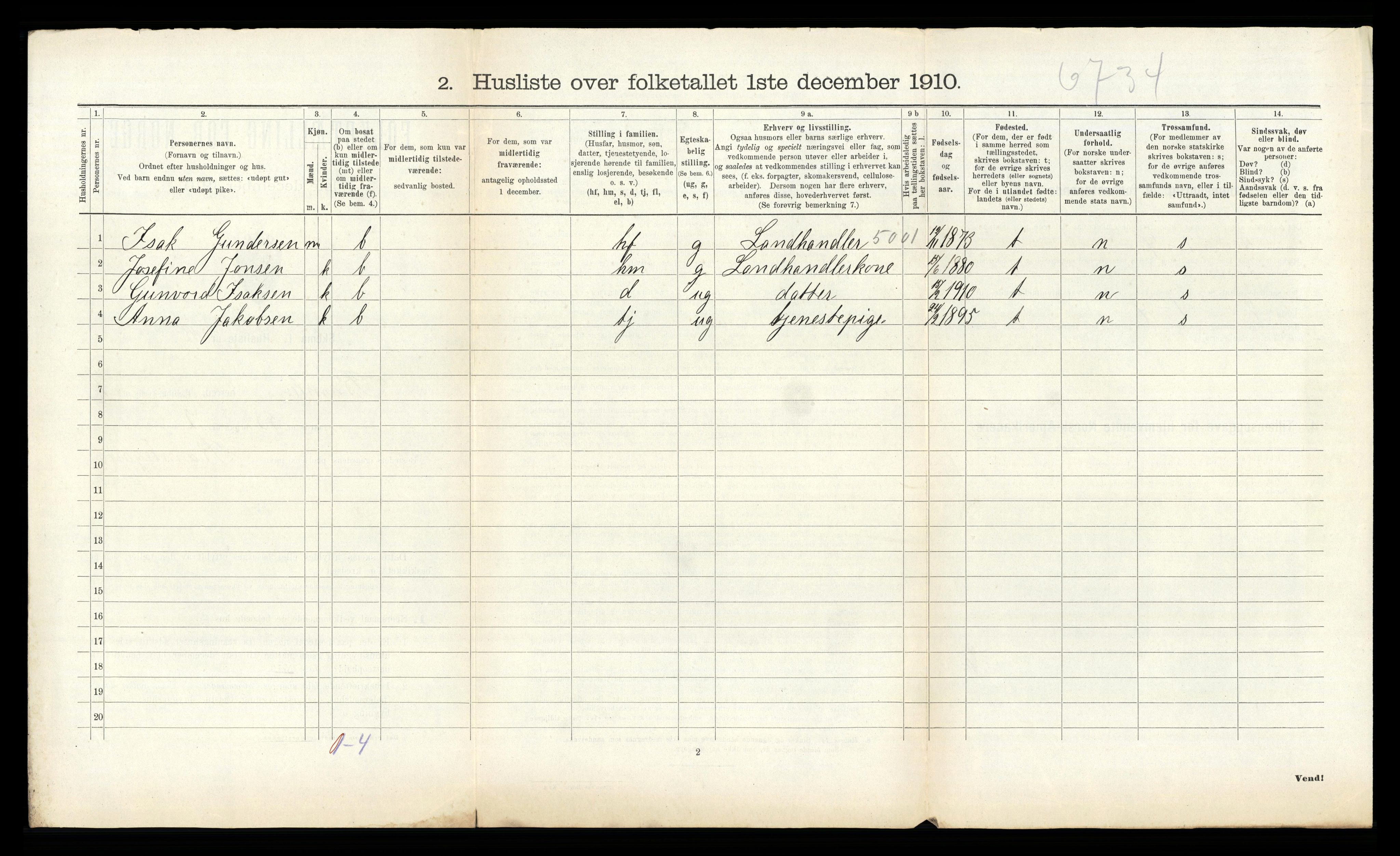 RA, 1910 census for Bamble, 1910, p. 1111