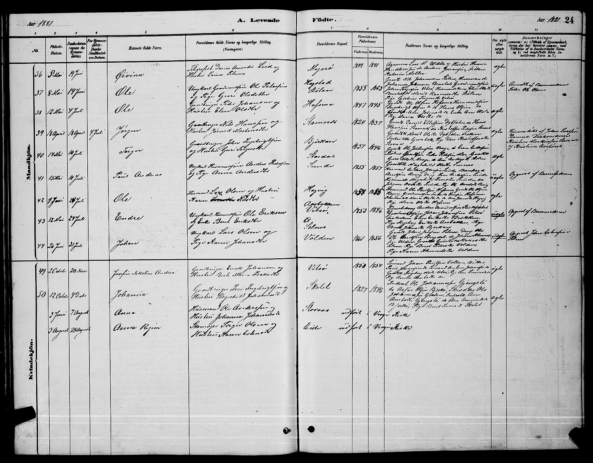 Ministerialprotokoller, klokkerbøker og fødselsregistre - Sør-Trøndelag, SAT/A-1456/630/L0504: Parish register (copy) no. 630C02, 1879-1898, p. 24