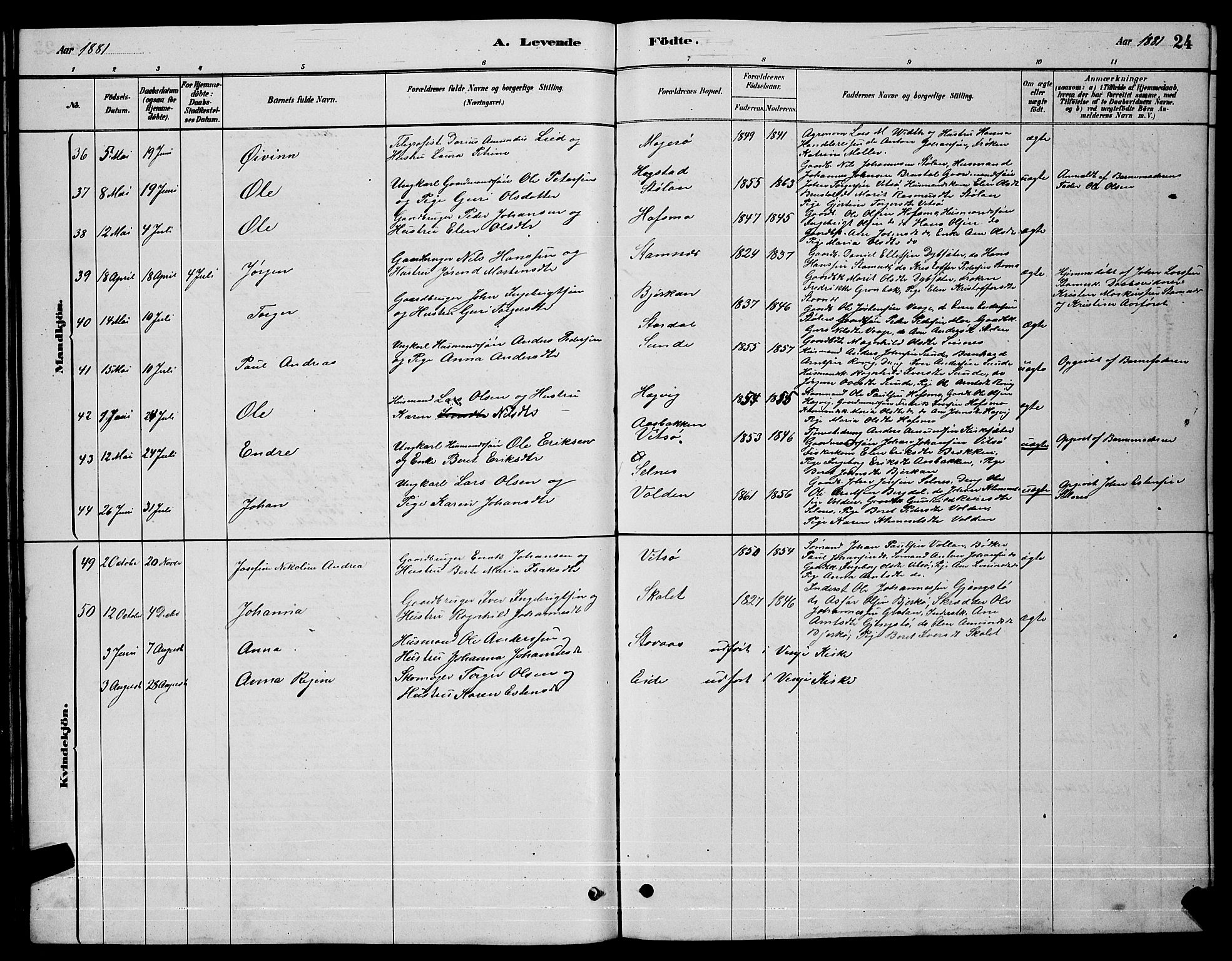 Ministerialprotokoller, klokkerbøker og fødselsregistre - Sør-Trøndelag, AV/SAT-A-1456/630/L0504: Parish register (copy) no. 630C02, 1879-1898, p. 24