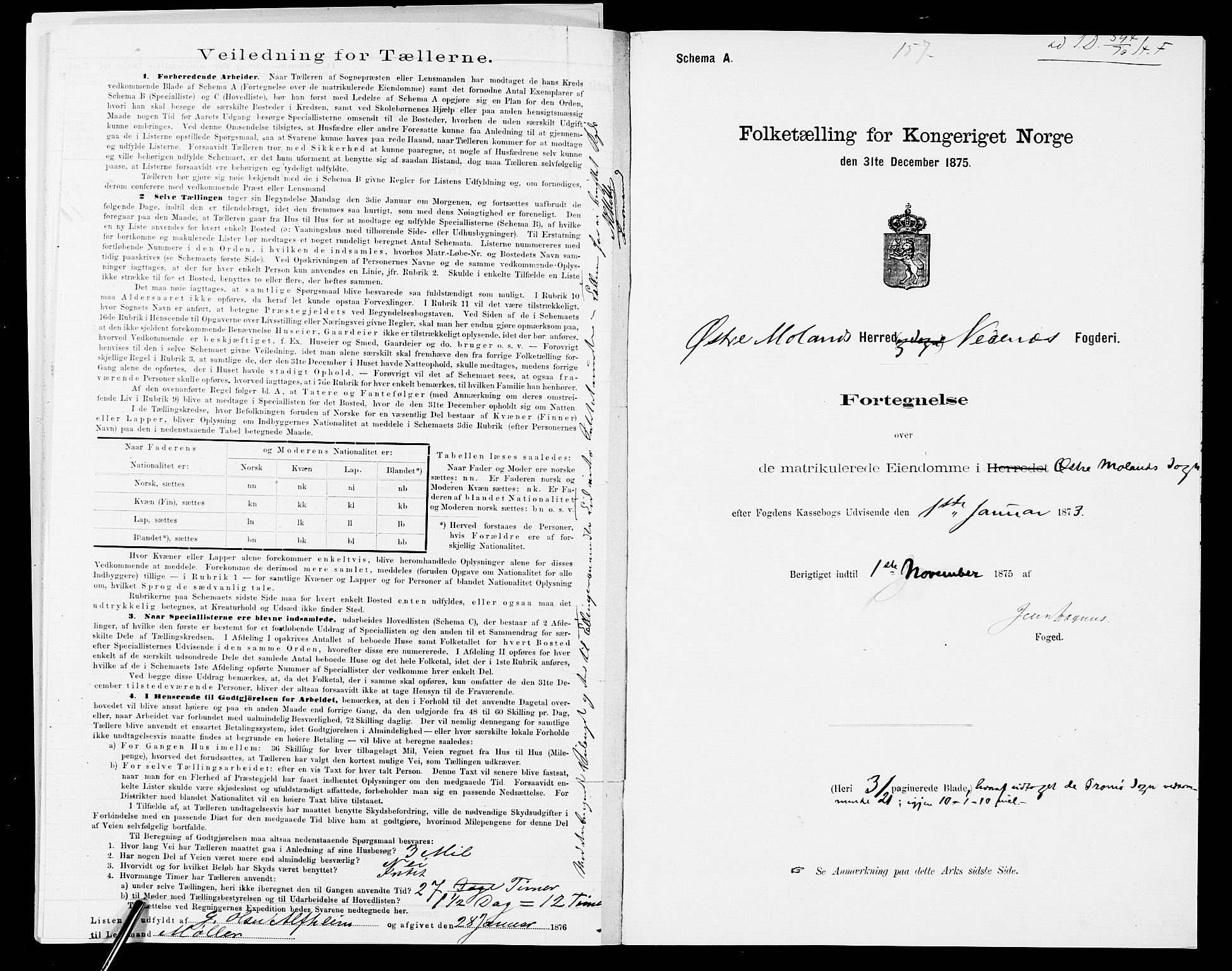 SAK, 1875 census for 0918P Austre Moland, 1875, p. 72