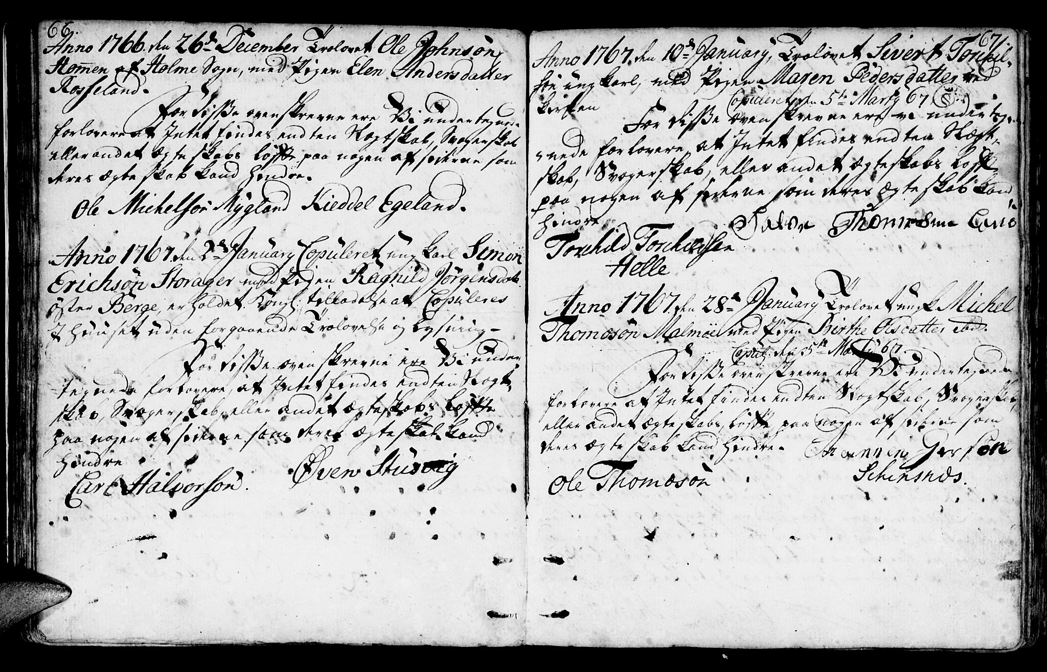 Mandal sokneprestkontor, AV/SAK-1111-0030/F/Fa/Faa/L0006: Parish register (official) no. A 6, 1755-1783, p. 66-67