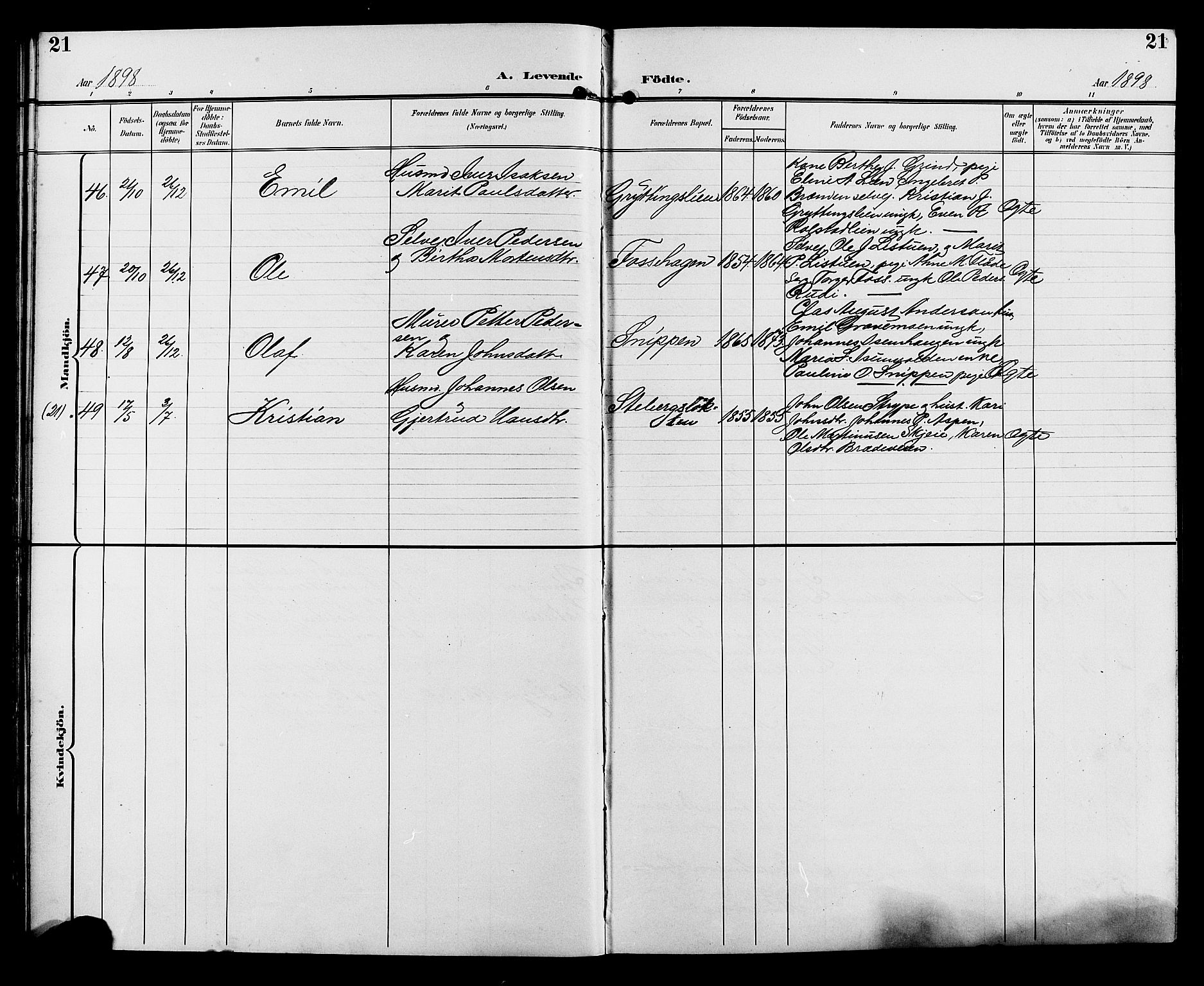 Sør-Fron prestekontor, SAH/PREST-010/H/Ha/Hab/L0004: Parish register (copy) no. 4, 1896-1911, p. 21