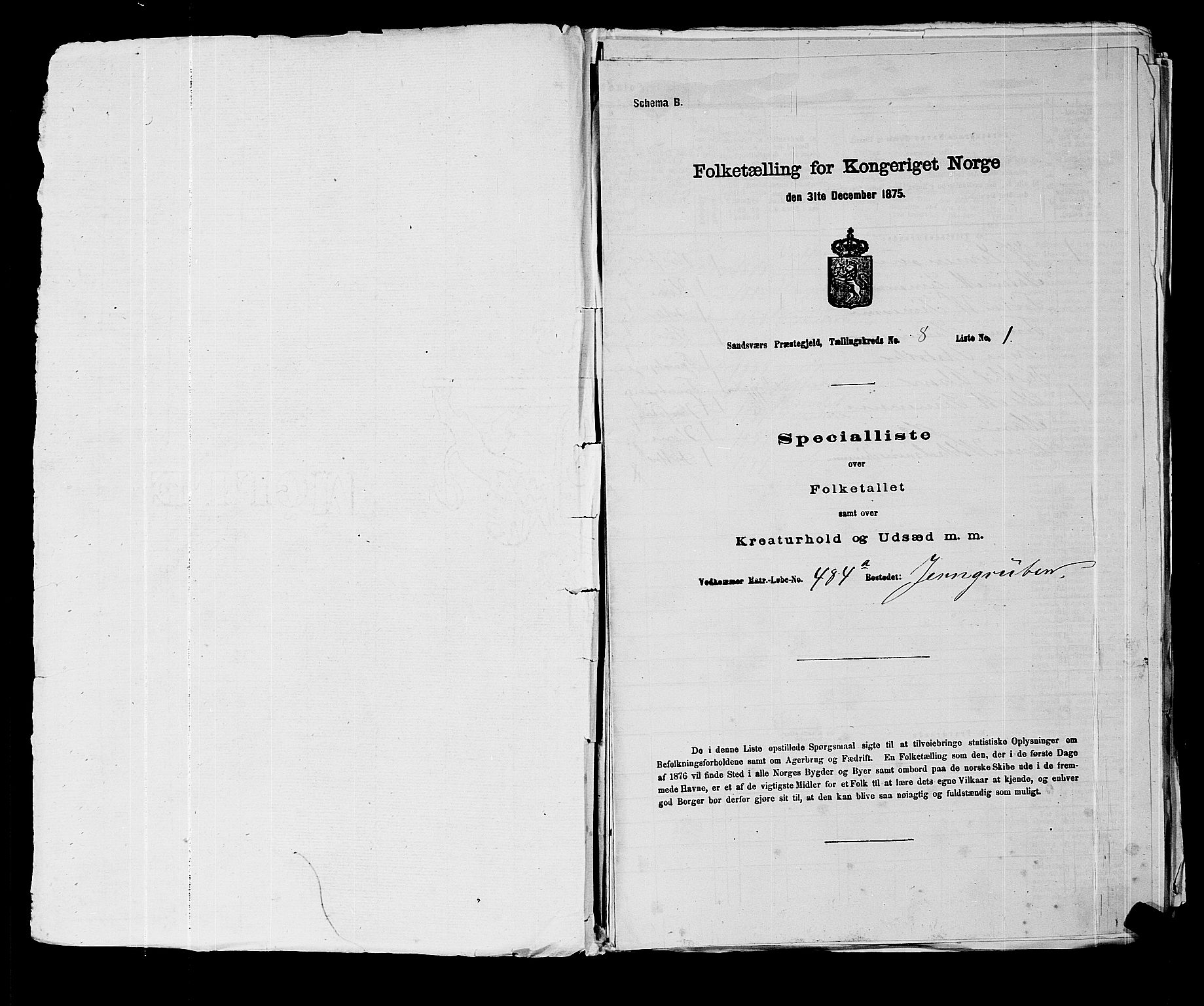 SAKO, 1875 census for 0629P Sandsvær, 1875, p. 1431