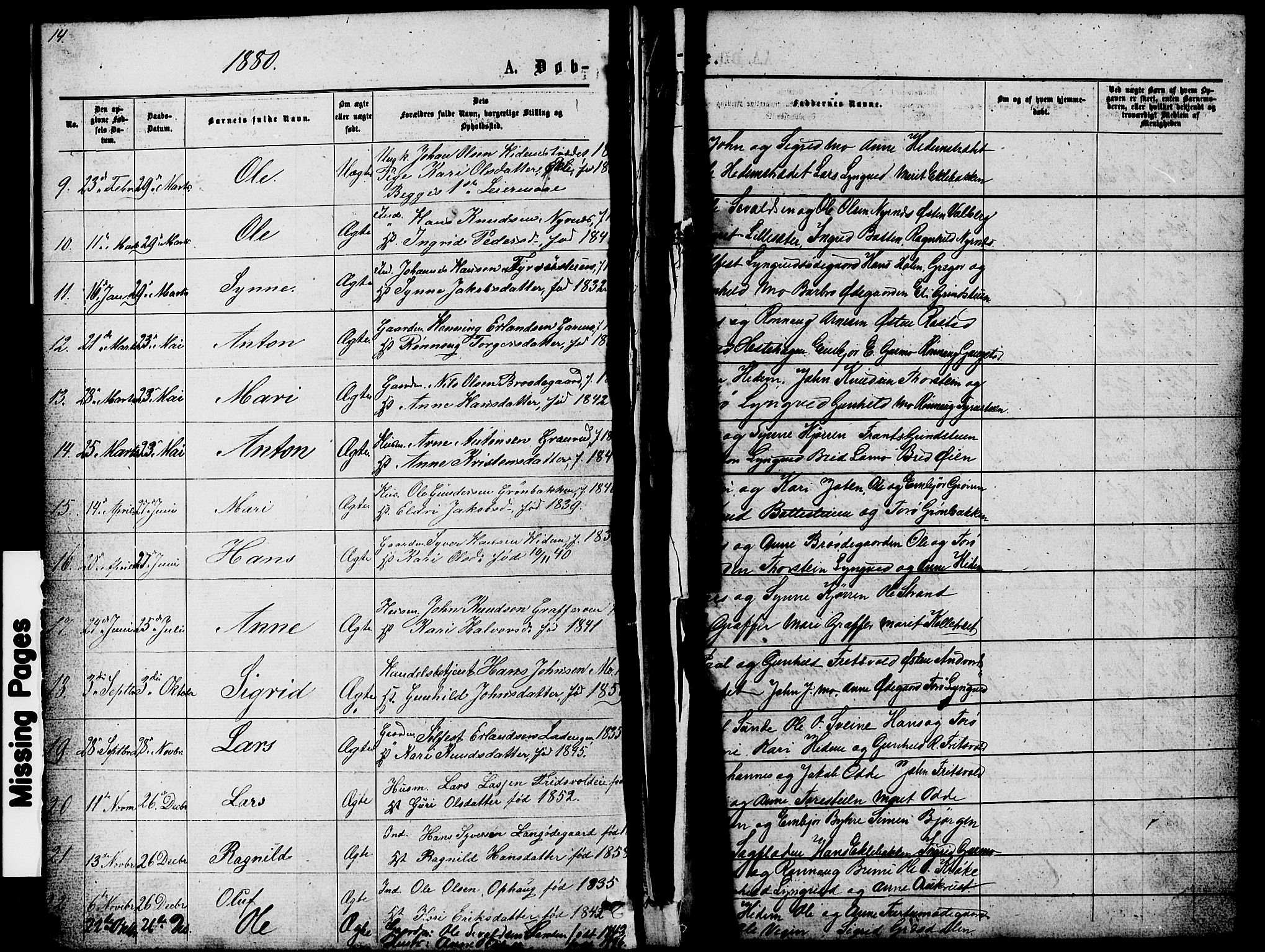 Lom prestekontor, AV/SAH-PREST-070/L/L0005: Parish register (copy) no. 5, 1876-1901, p. 14-15