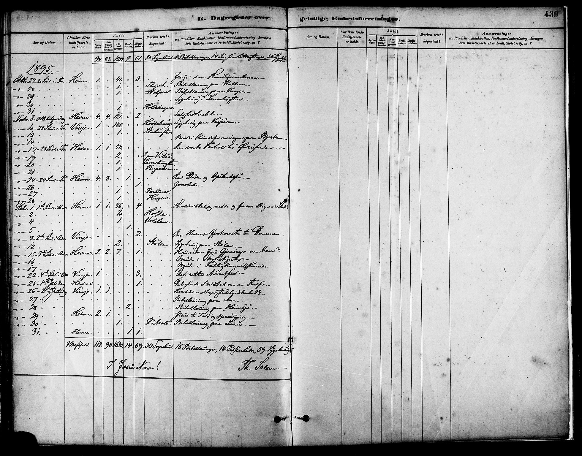 Ministerialprotokoller, klokkerbøker og fødselsregistre - Sør-Trøndelag, SAT/A-1456/630/L0496: Parish register (official) no. 630A09, 1879-1895, p. 439