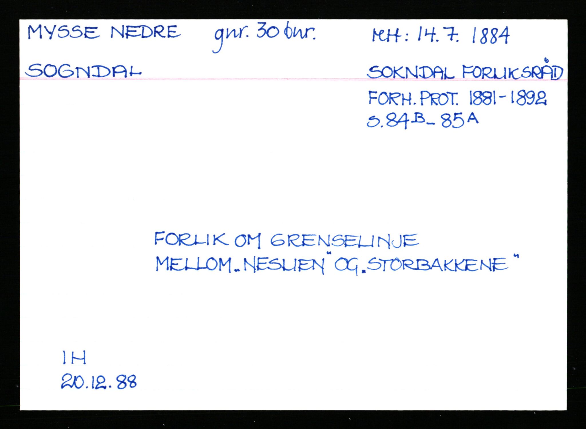 Statsarkivet i Stavanger, AV/SAST-A-101971/03/Y/Ym/L0040: Åstedskort sortert etter gårdsnavn: Mykje - Navrestad, 1600-1950, p. 113