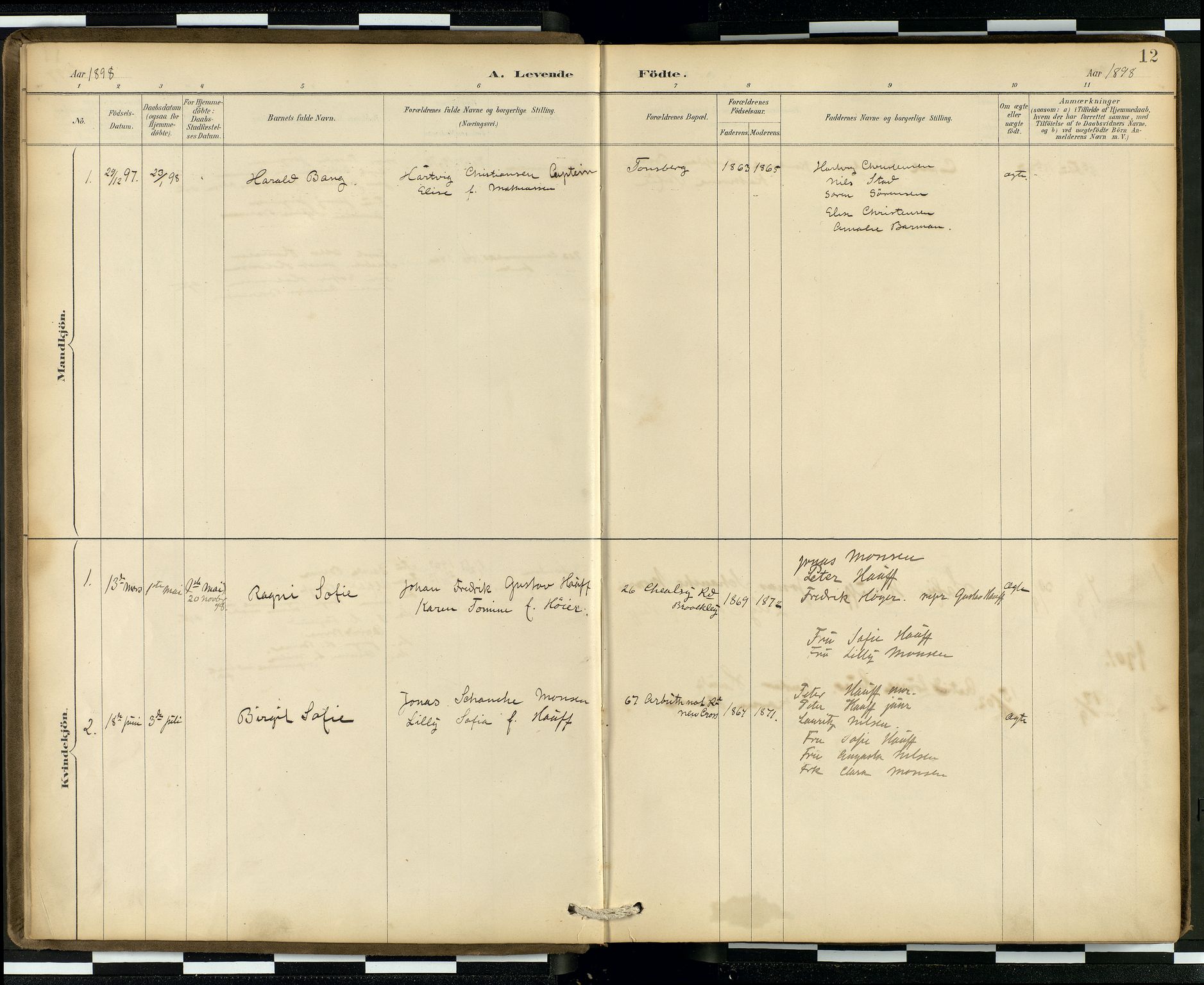  Den norske sjømannsmisjon i utlandet/London m/bistasjoner, SAB/SAB/PA-0103/H/Ha/L0002: Parish register (official) no. A 2, 1887-1903, p. 11b-12a