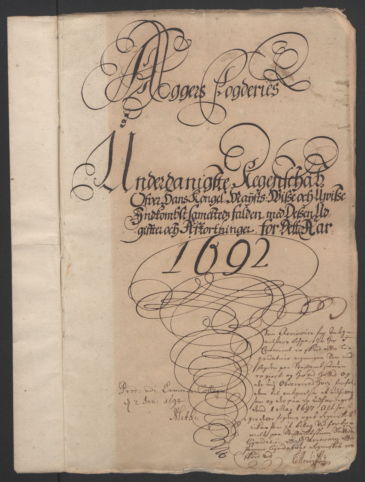Rentekammeret inntil 1814, Reviderte regnskaper, Fogderegnskap, RA/EA-4092/R08/L0426: Fogderegnskap Aker, 1692-1693, p. 3