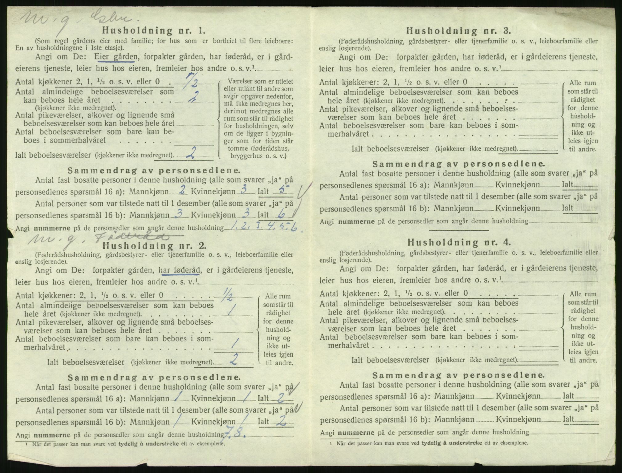 SAT, 1920 census for Veøy, 1920, p. 126