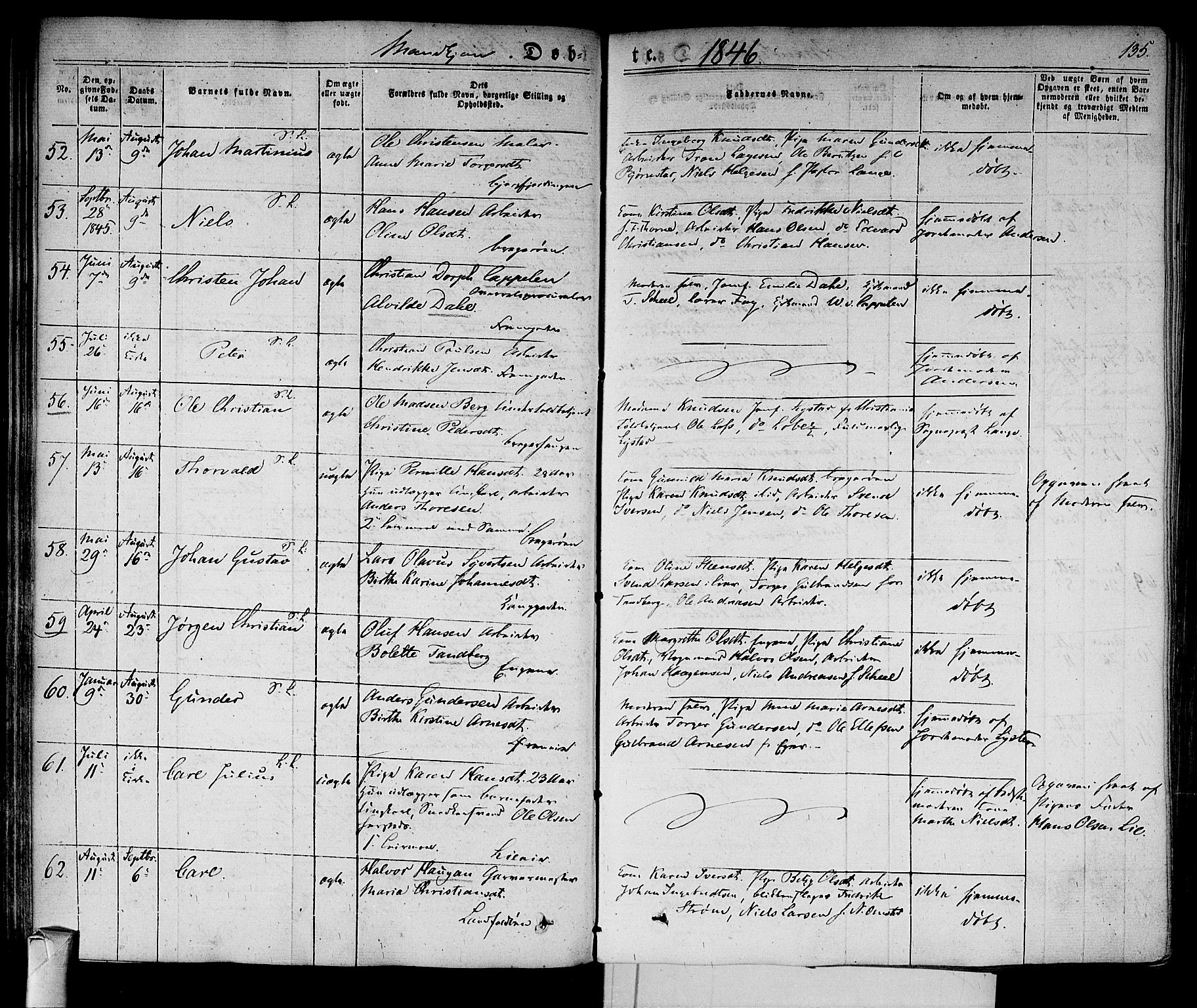 Bragernes kirkebøker, AV/SAKO-A-6/F/Fb/L0001: Parish register (official) no. II 1, 1830-1847, p. 135