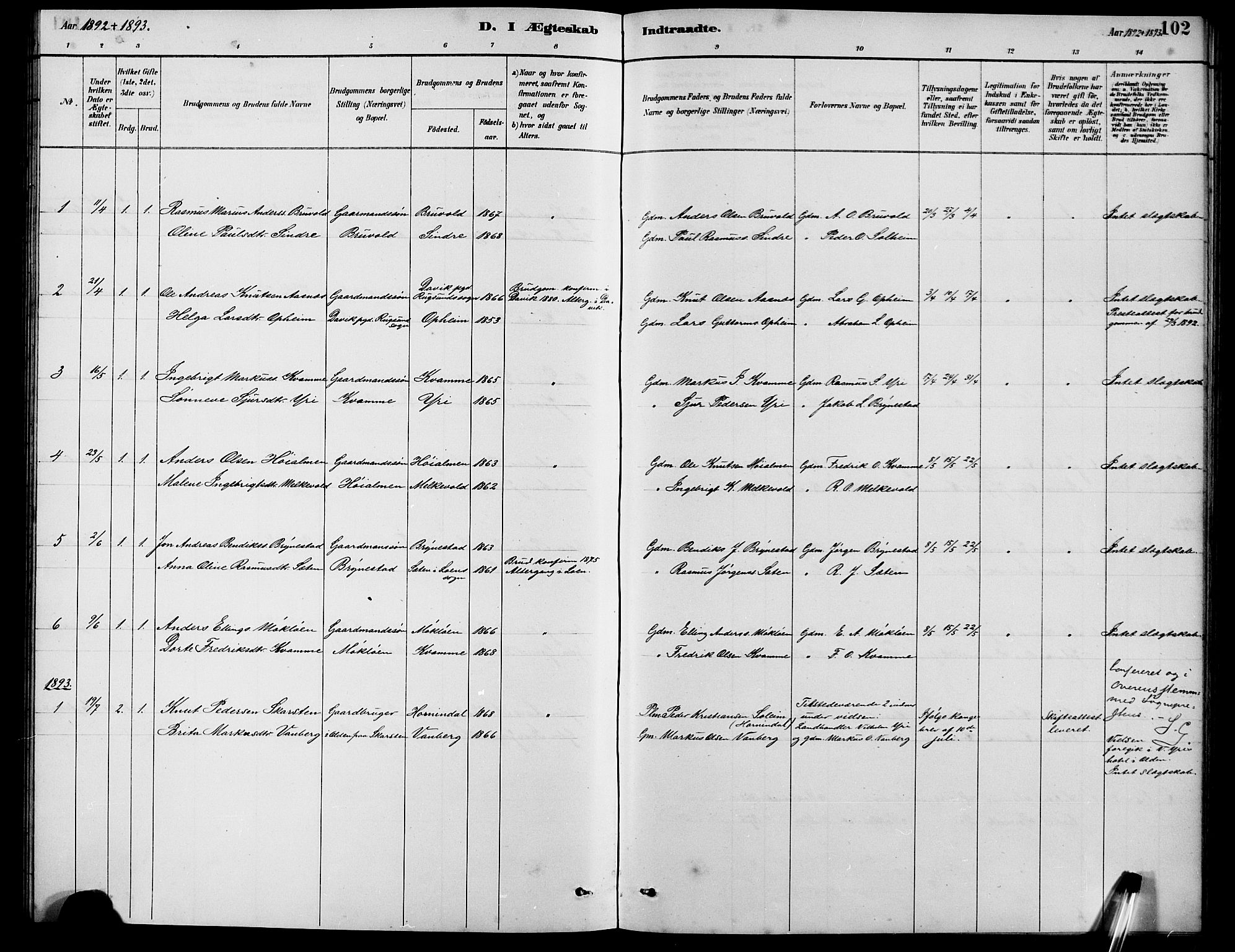 Innvik sokneprestembete, SAB/A-80501: Parish register (copy) no. B 3, 1886-1897, p. 102