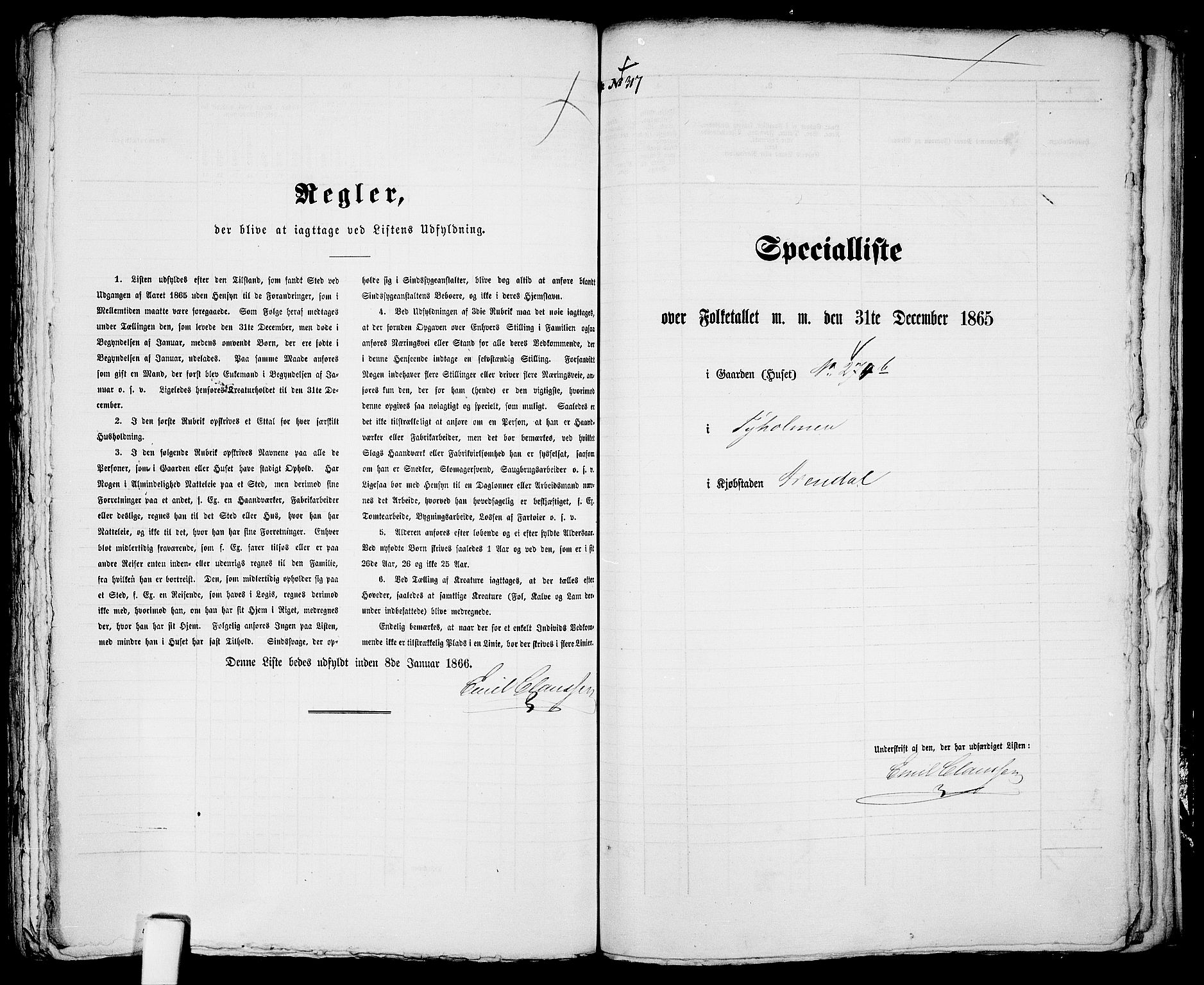 RA, 1865 census for Arendal, 1865, p. 642